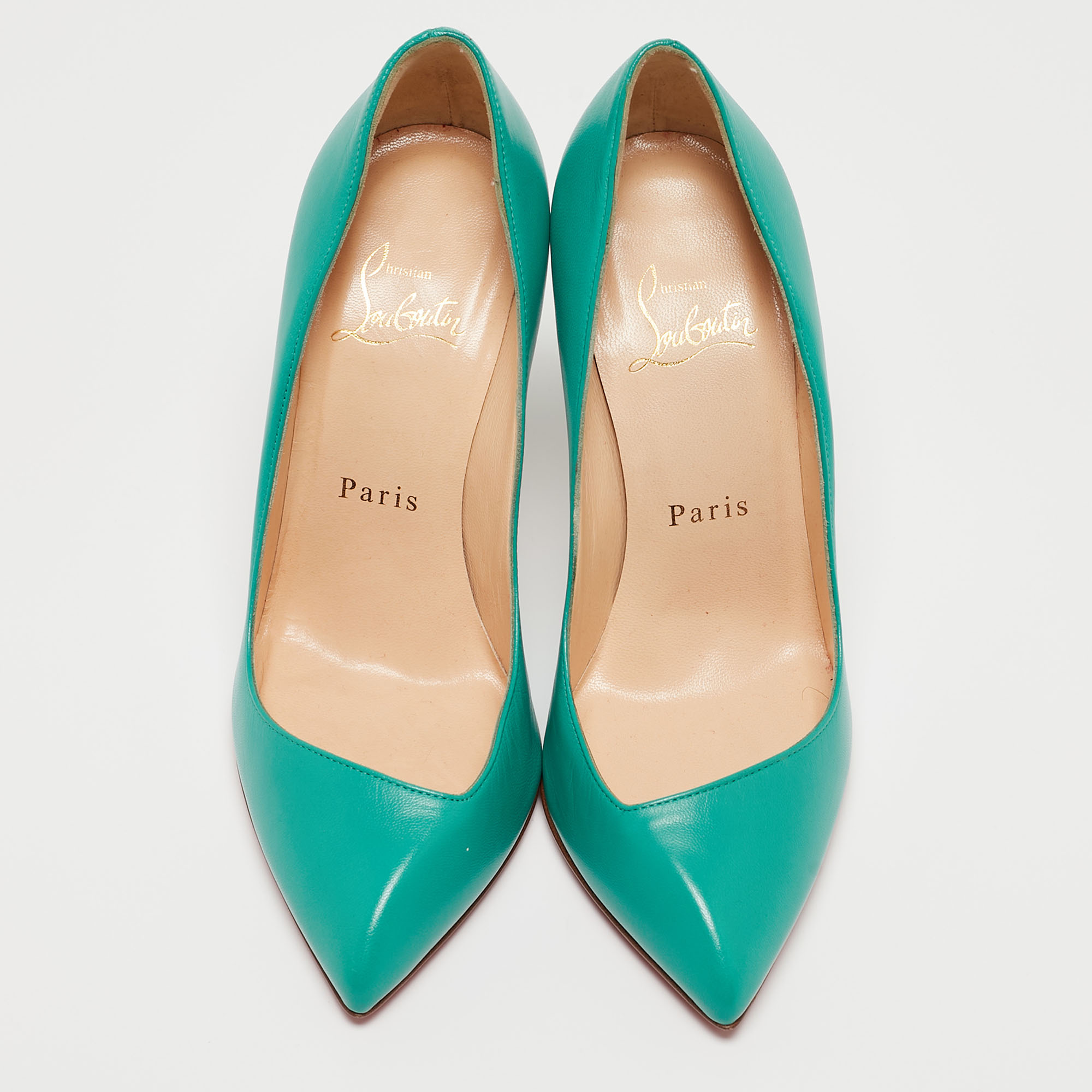 Christian Louboutin Green Leather Corneille Pumps Size 35