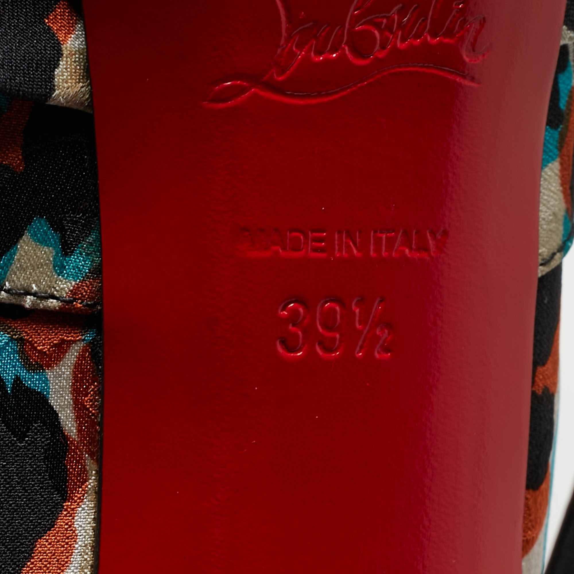 Christian Louboutin Tricolor Printed Fabric Jenny Slingback Pumps Size 39.5