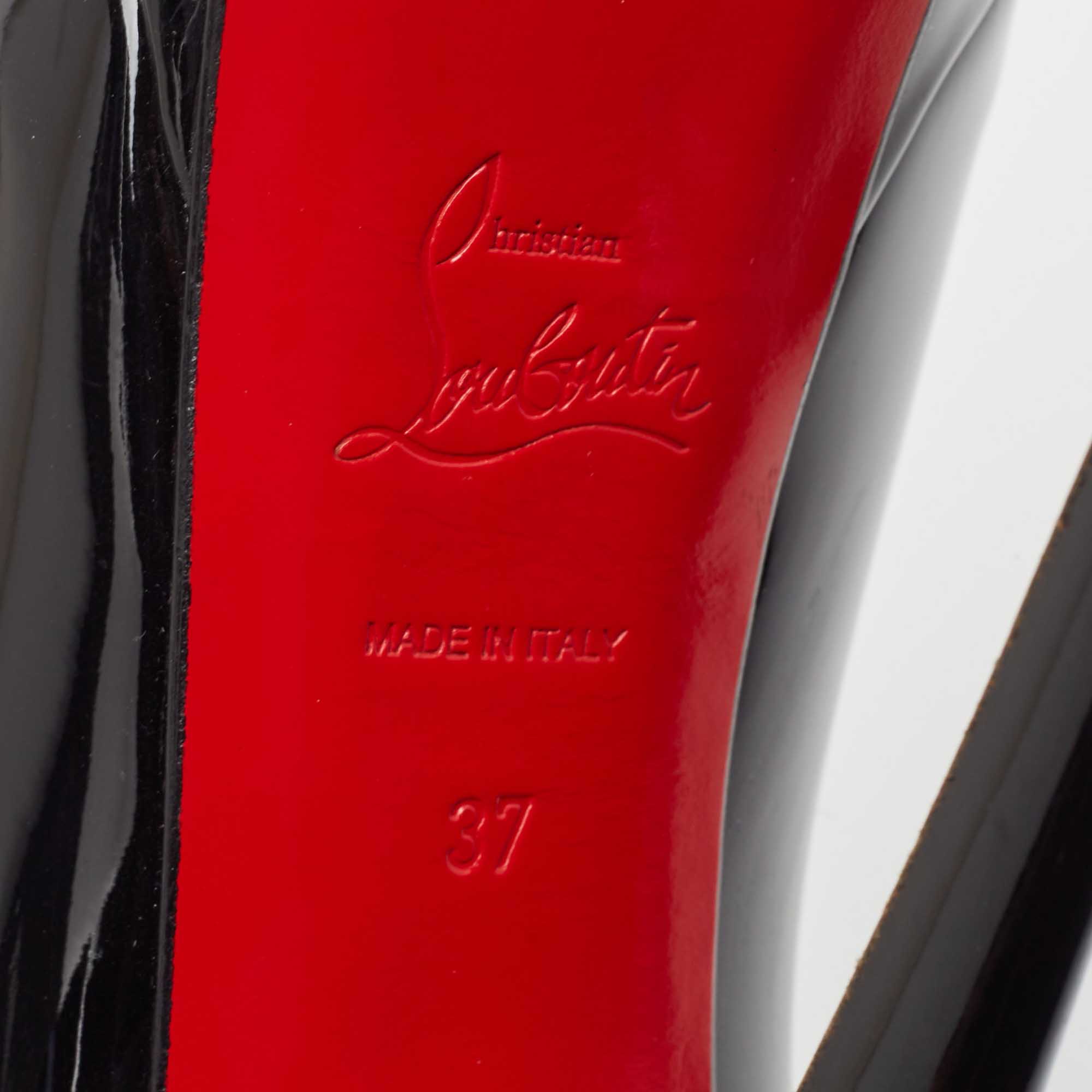 Christian Louboutin Black Patent Leather Lady Peep Pumps Size 37