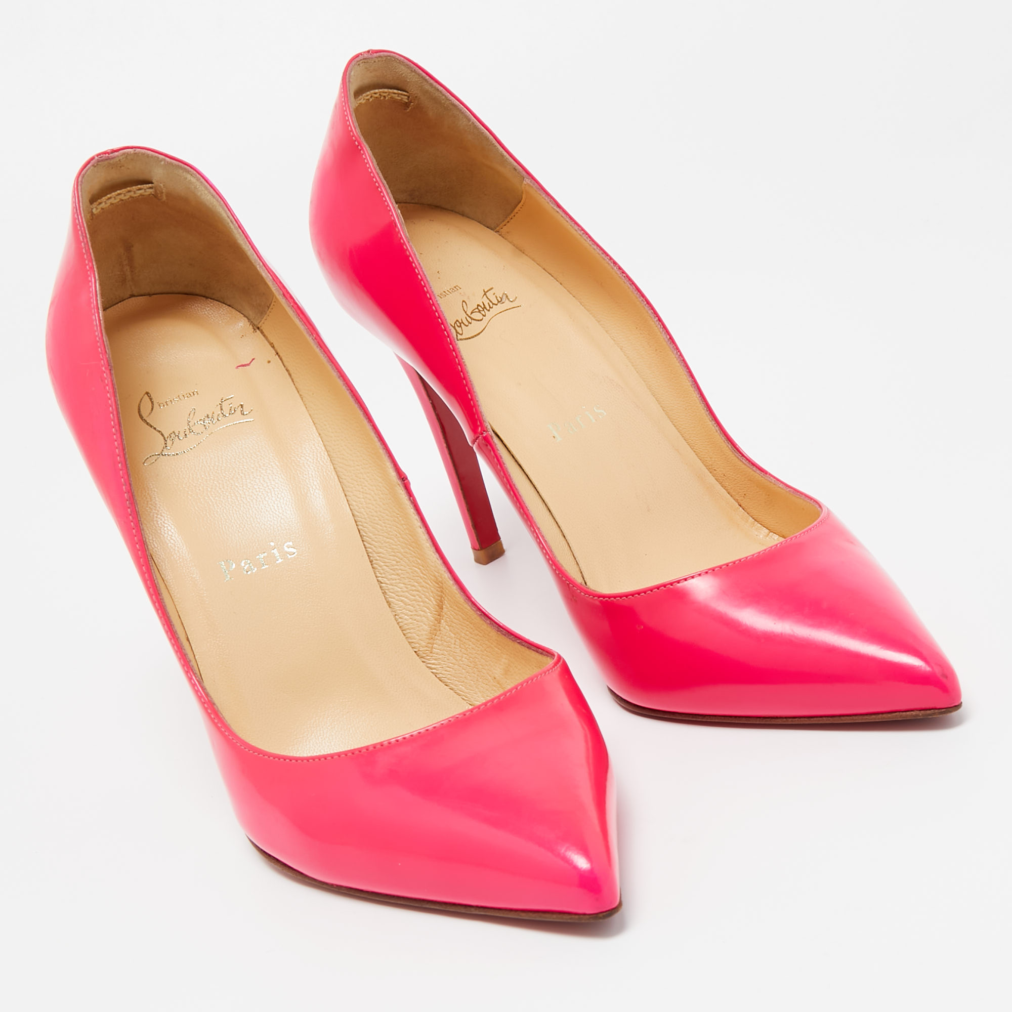 Christian Louboutin Pink Leather So Kate Pointed Toe Pumps Size 38.5