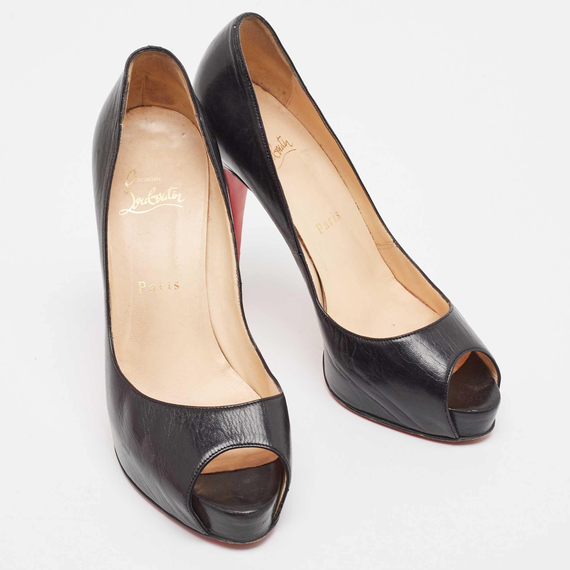 Christian Louboutin Black Leather Very Prive Pumps Size 37.5