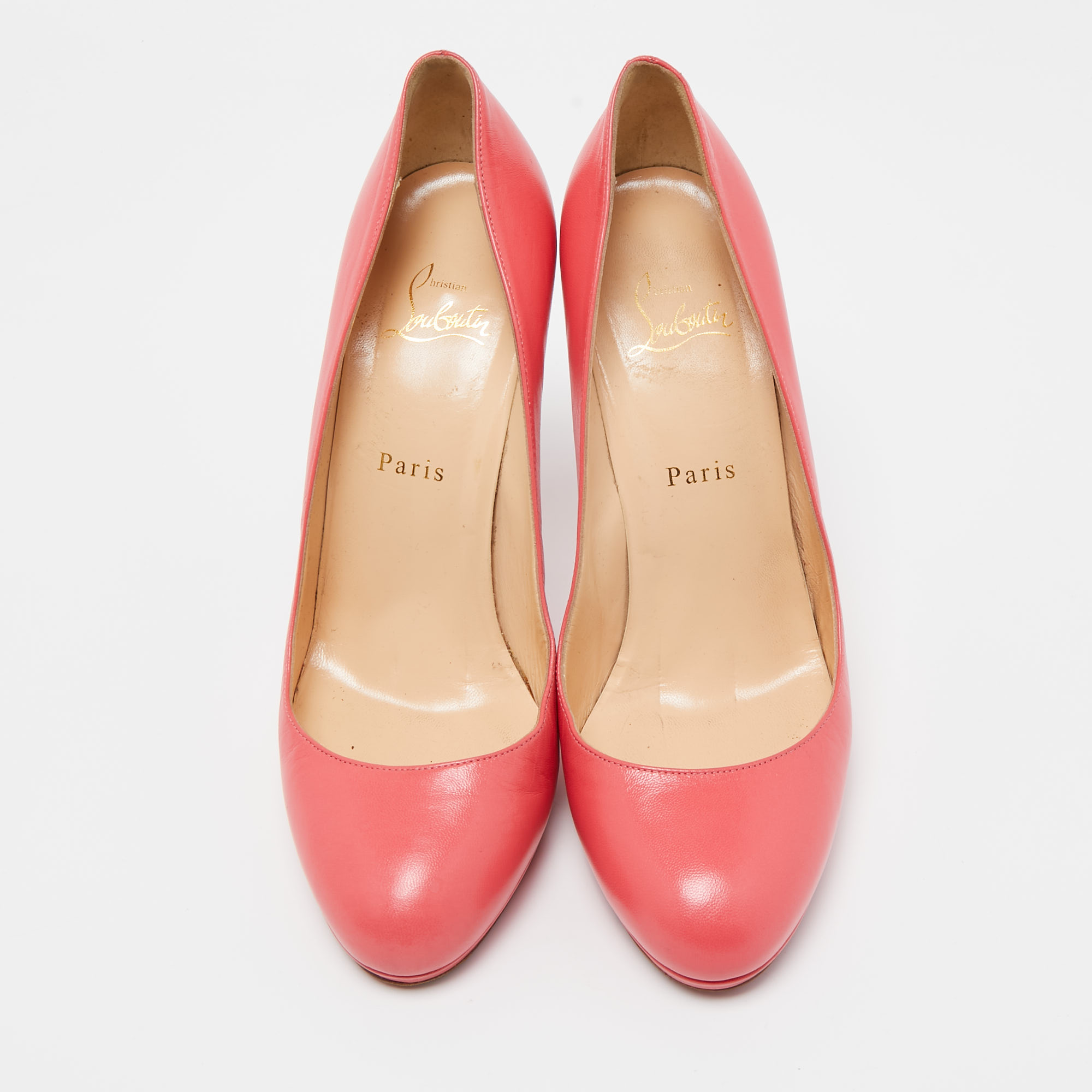 Christian Louboutin Pink Leather Simple Round Toe Pumps Size 40