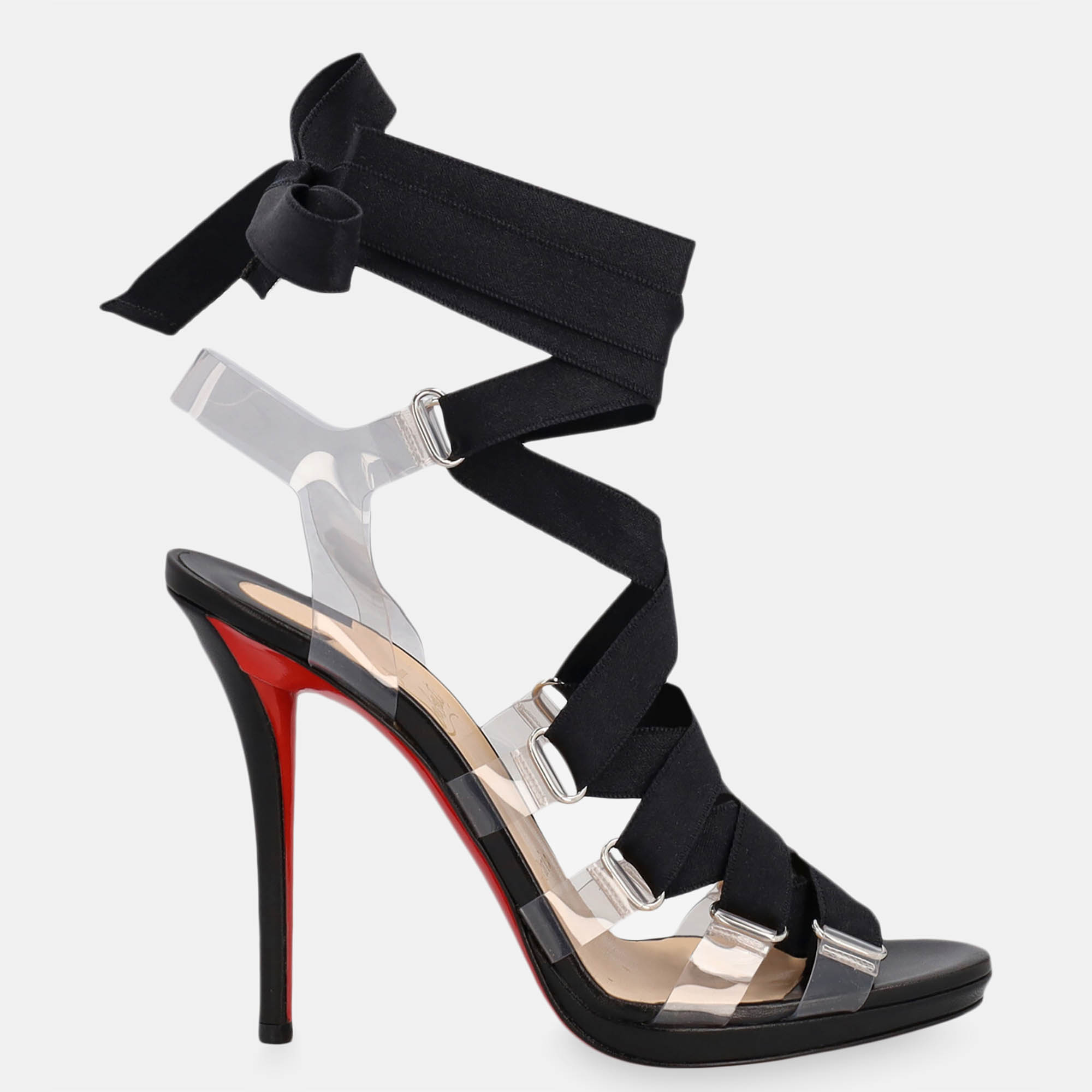 Christian Louboutin  Women's Fabric Sandals - Black - EU 38