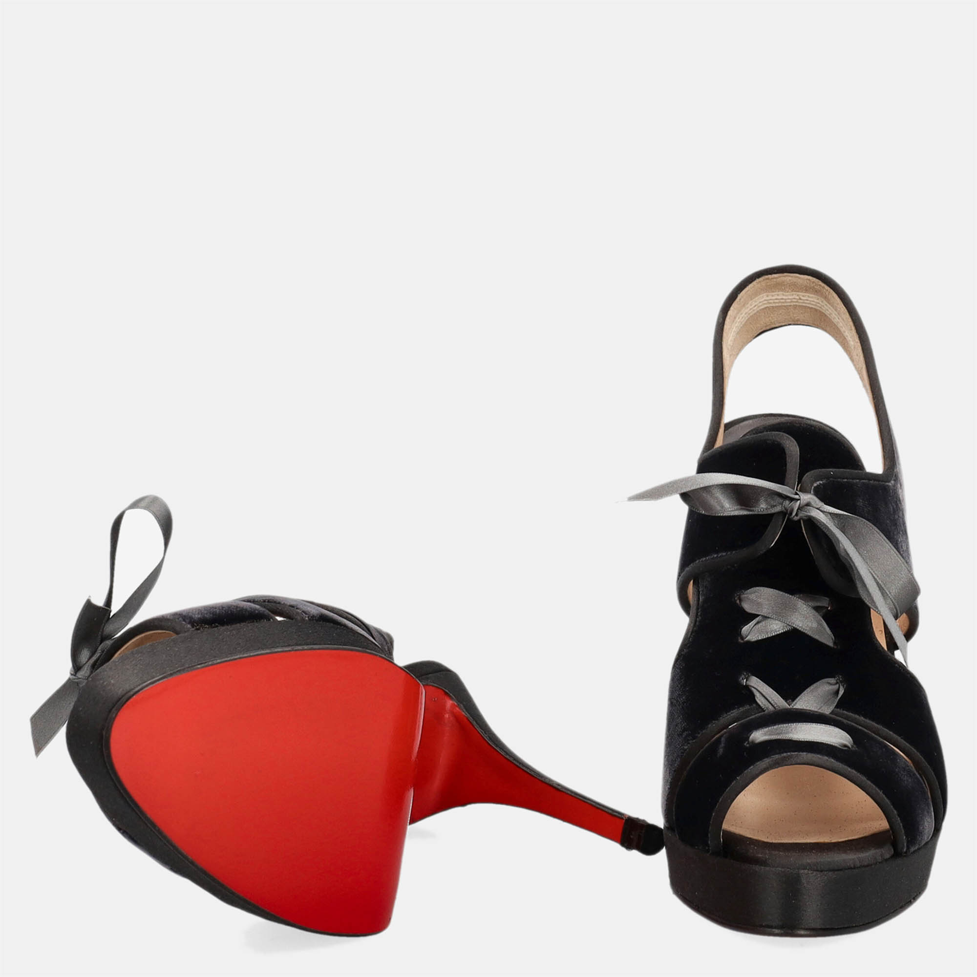 Christian Louboutin  Women's Fabric Sandals - Black - EU 37