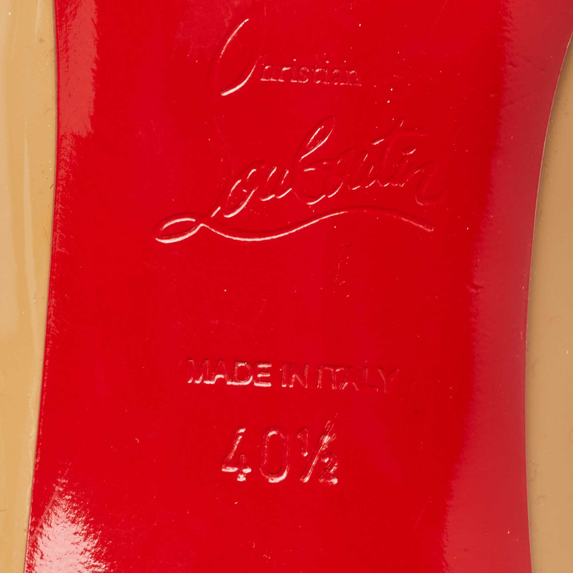 Christian Louboutin Beige Patent Leather Anjalina Pumps Size 40.5
