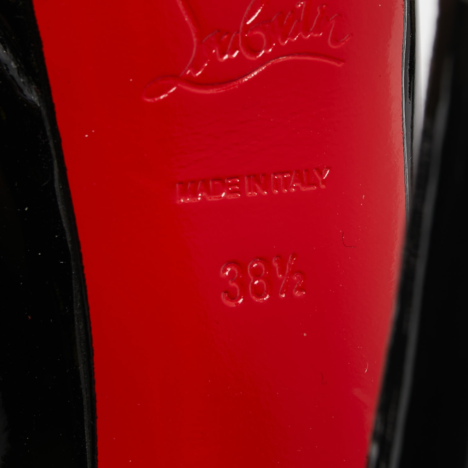Christian Louboutin Black Patent Leather Lady Peep Pumps Size 38.5