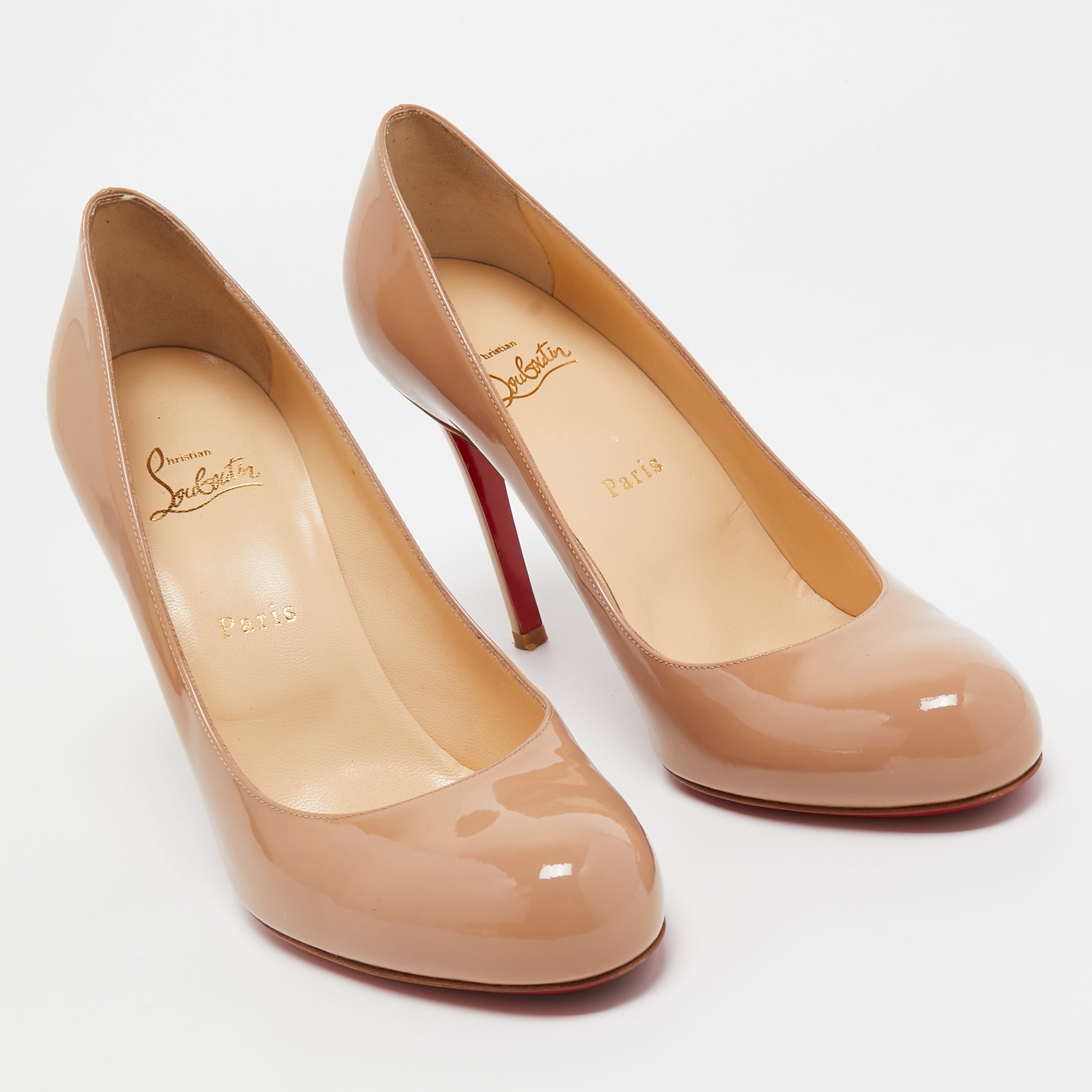 Christian Louboutin Beige Patent Leather Simple Pumps Size 41