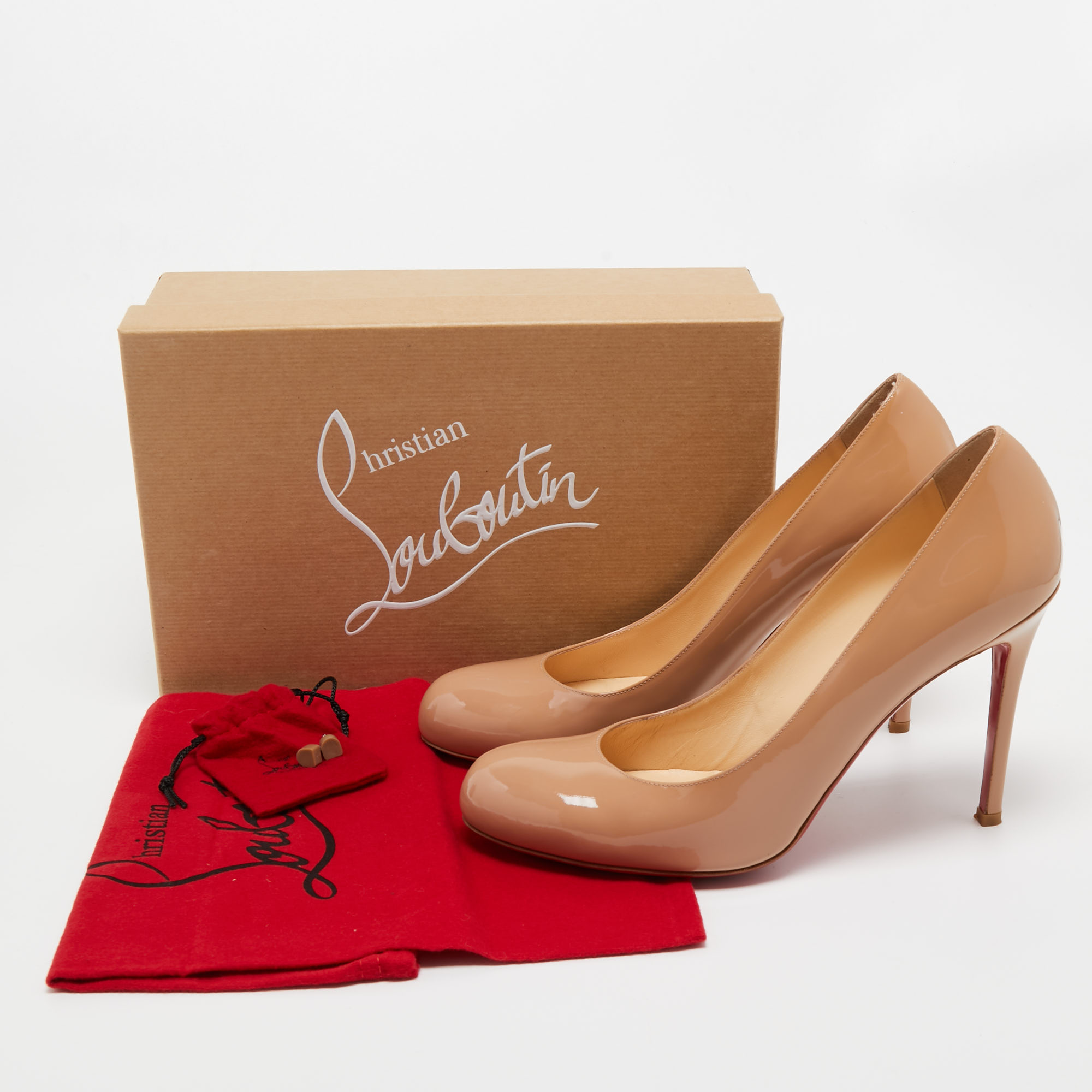 Christian Louboutin Beige Patent Leather Simple Pumps Size 41