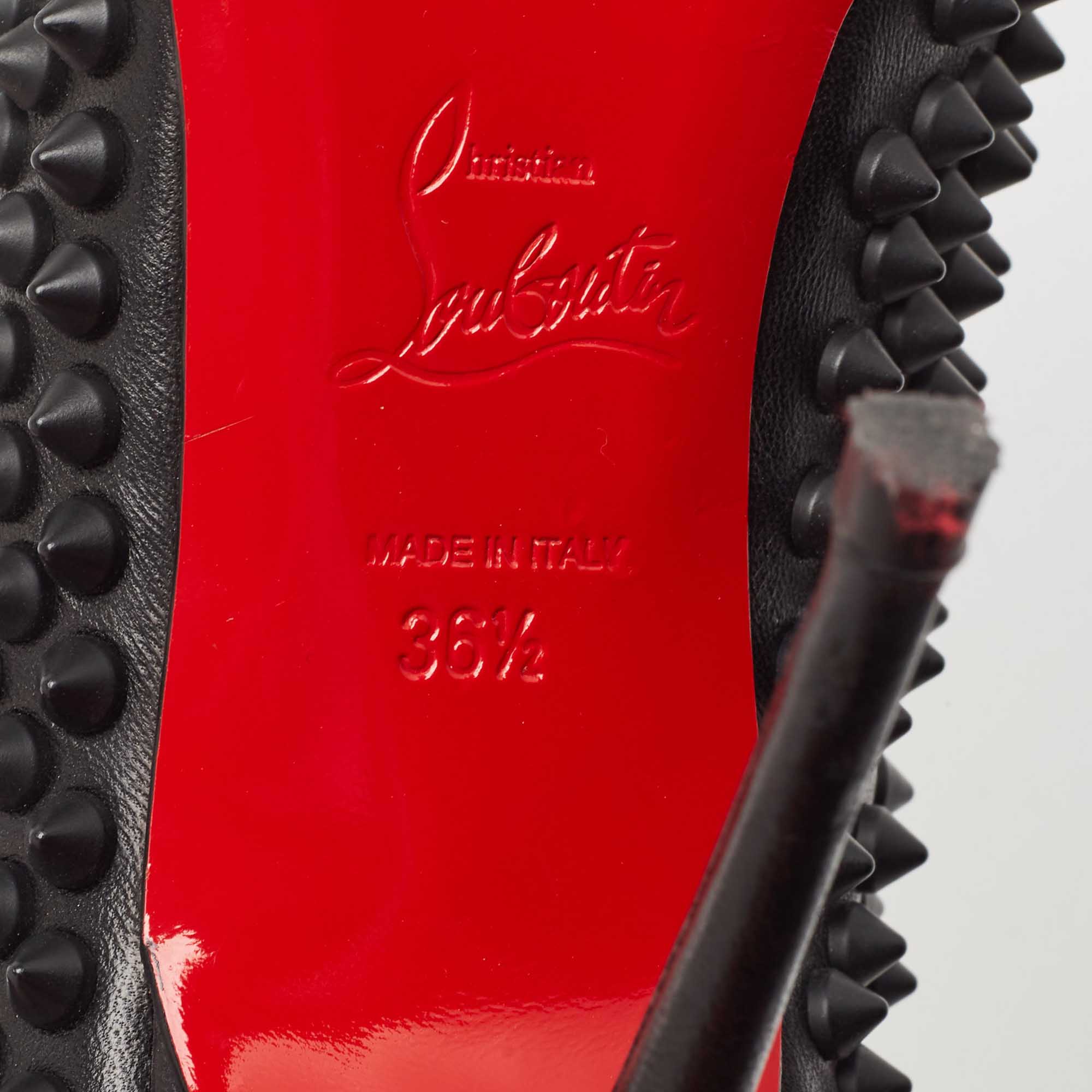 Christian Louboutin Black Leather Fifi Spikes Pumps Size 36.5