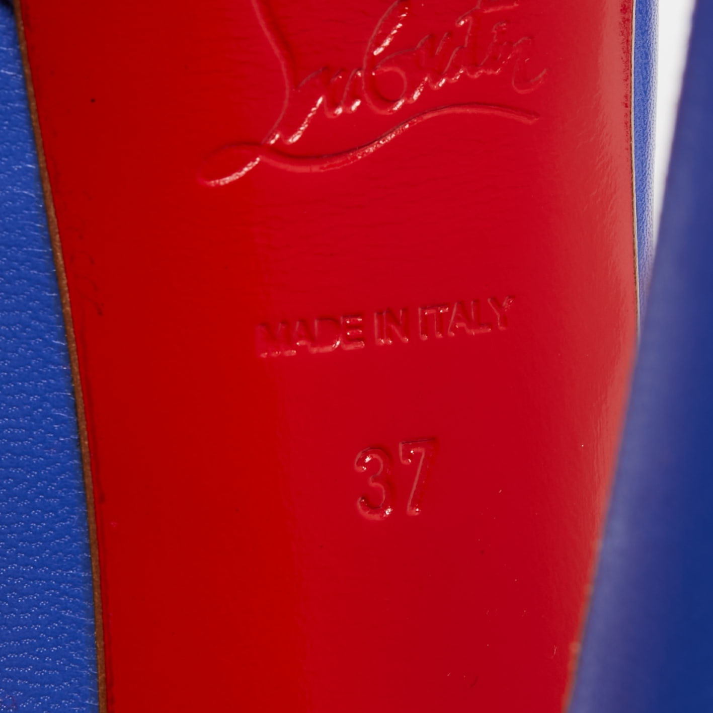 Christian Louboutin Blue Leather Lady Peep Toe Platform Pumps Size 37
