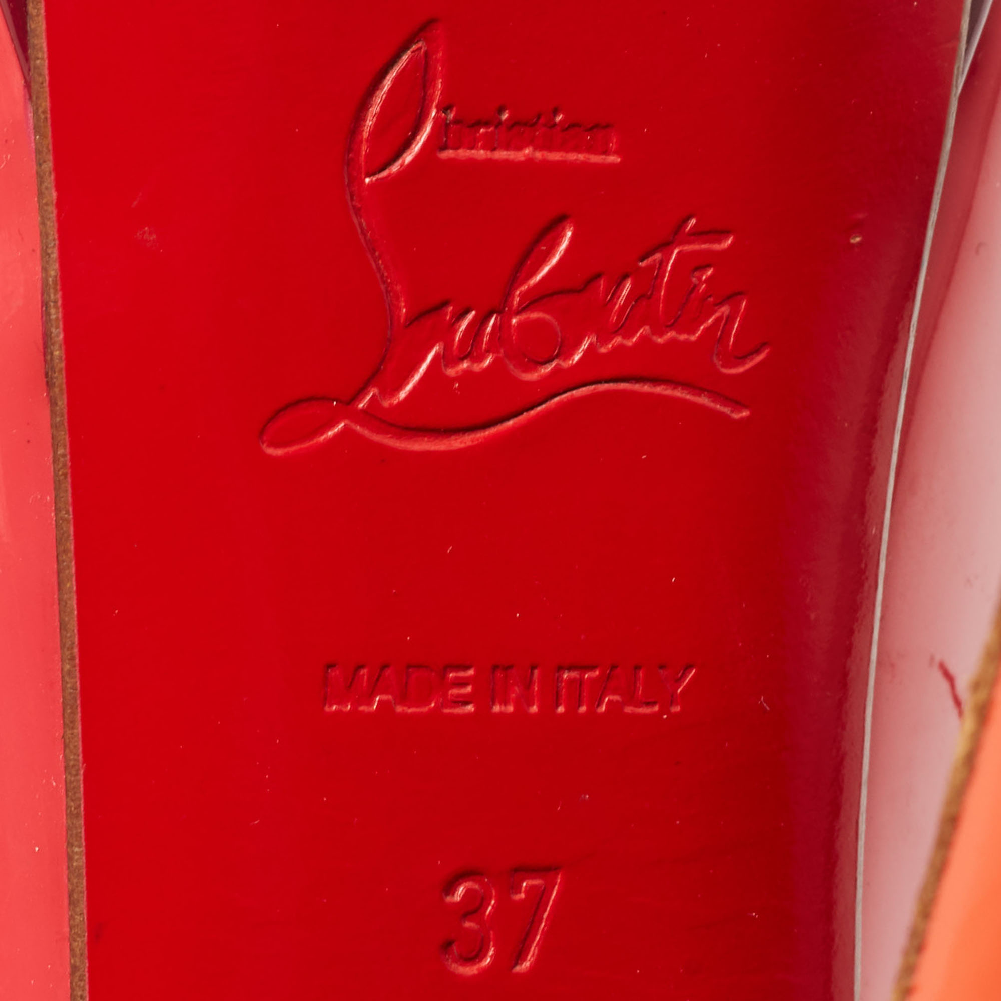 Christian Louboutin Multicolor Patent Leather Lady Peep Pumps Size 37