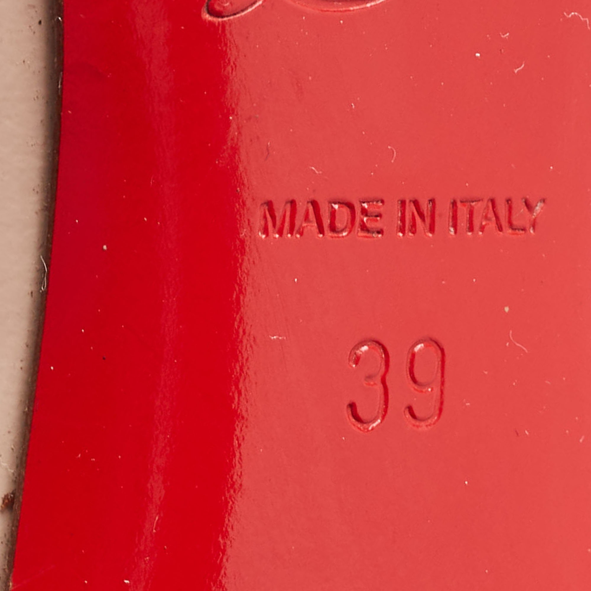 Christian Louboutin Beige Patent Leather Open Belt Peep Toe Pumps Size 39