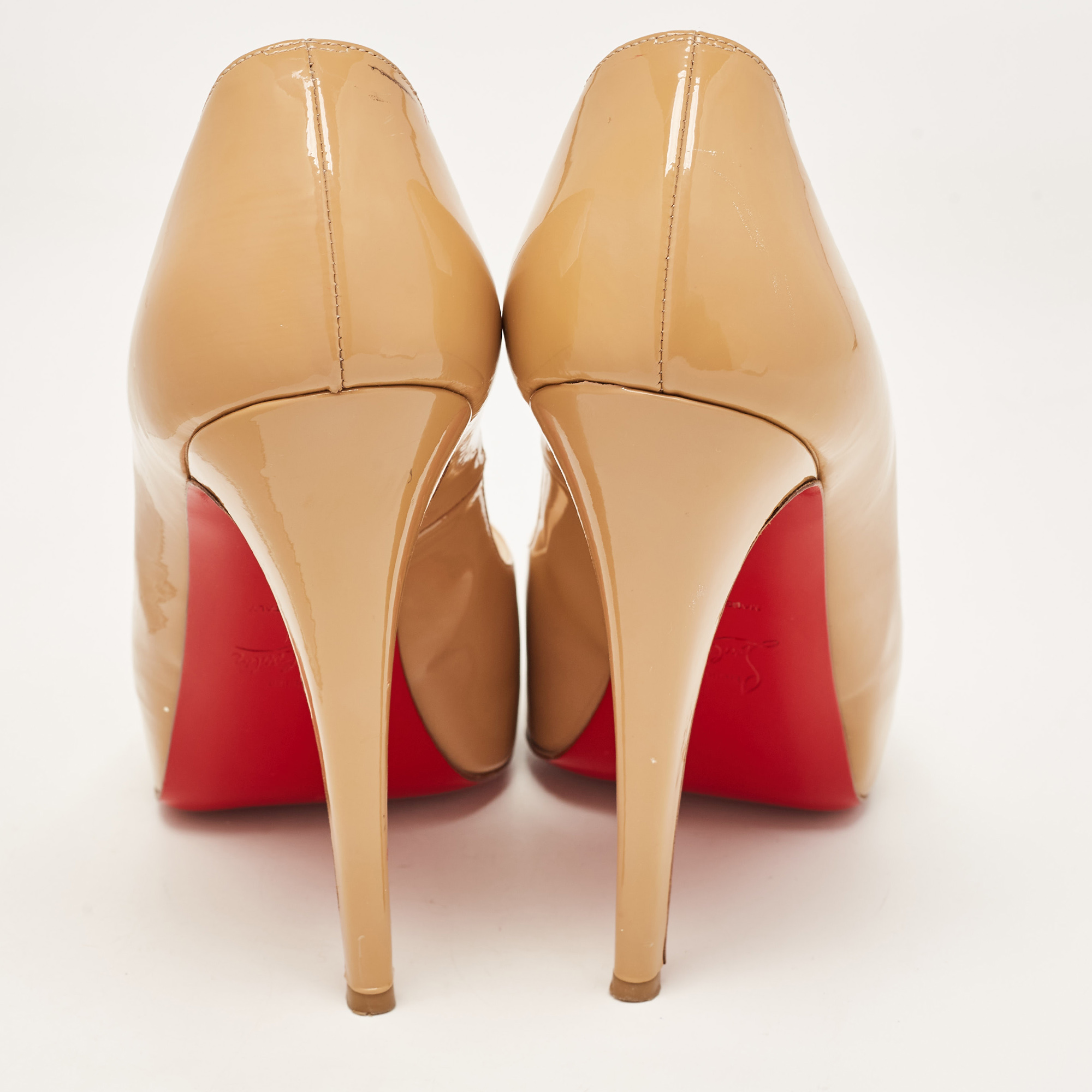 Christian Louboutin Beige Patent Leather Very Prive  Pumps Size 41