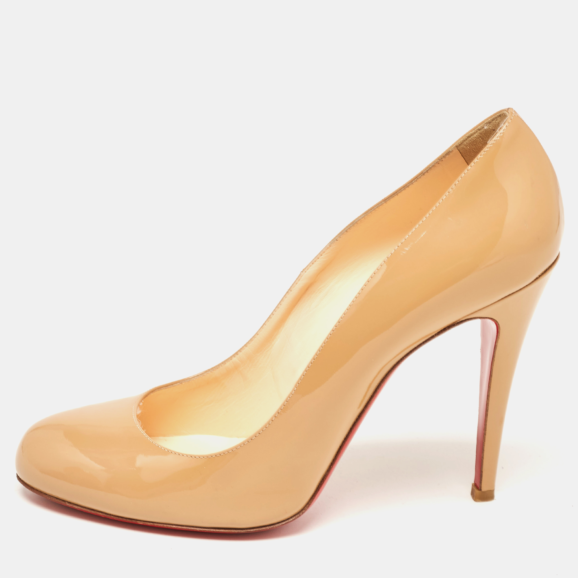 Christian Louboutin Beige Patent Leather Simple  Pumps Size 41