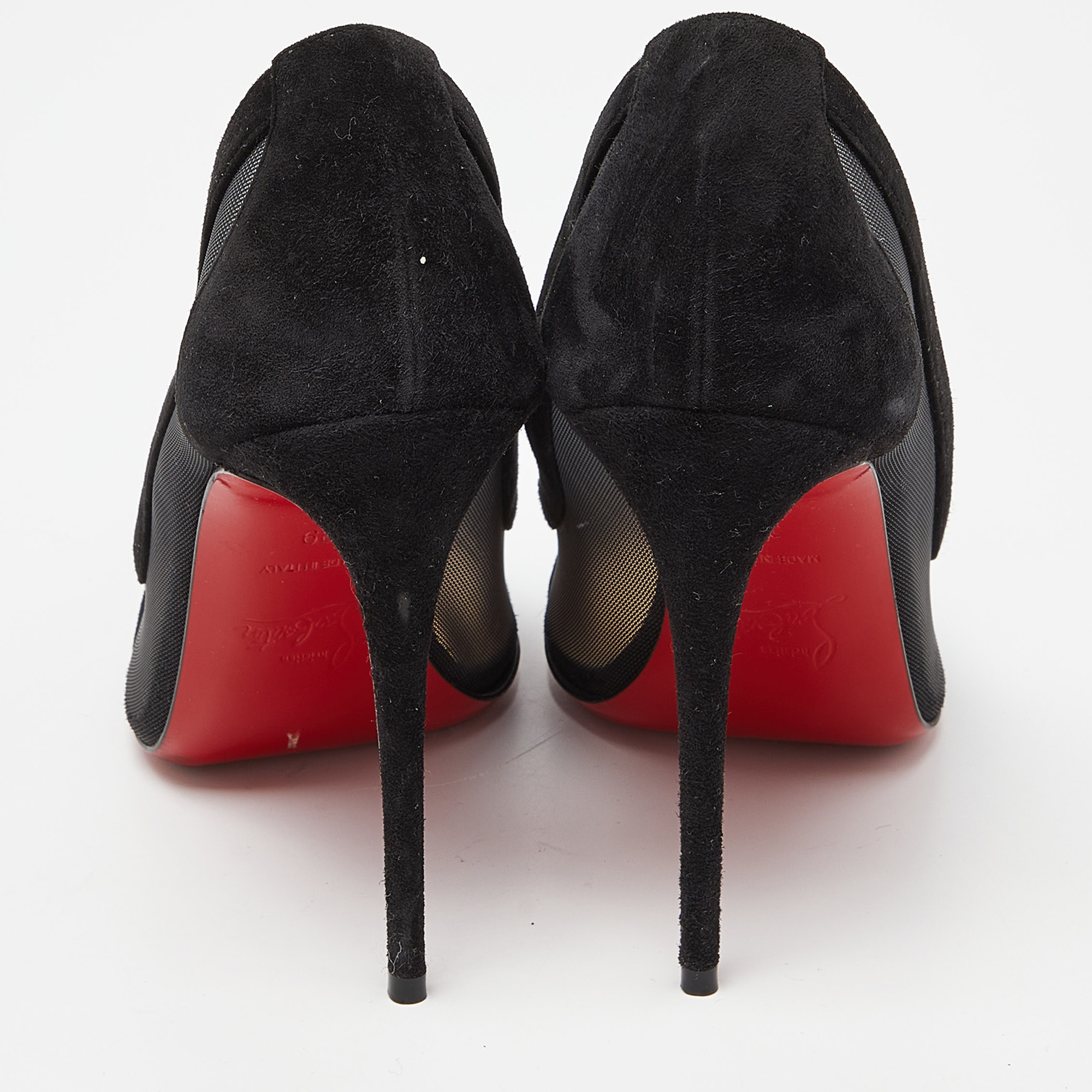 Christian Louboutin Black Mesh And Suede Panel Pumps Size 39