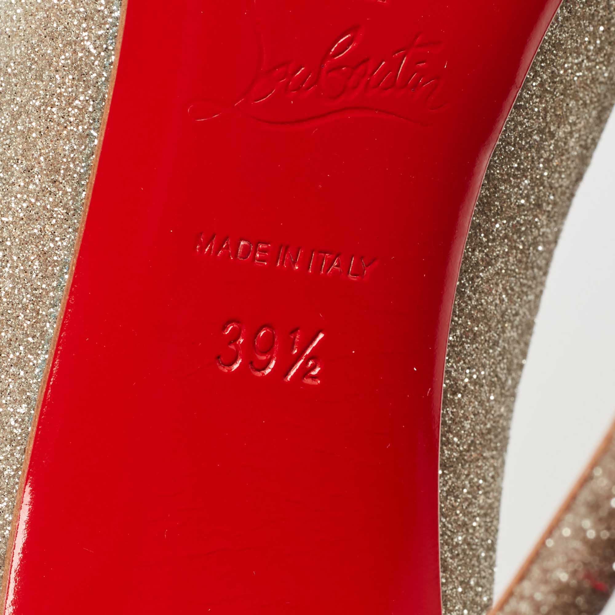Christian Louboutin Gold Glitter And Leather Front Double Pumps Size 39.5