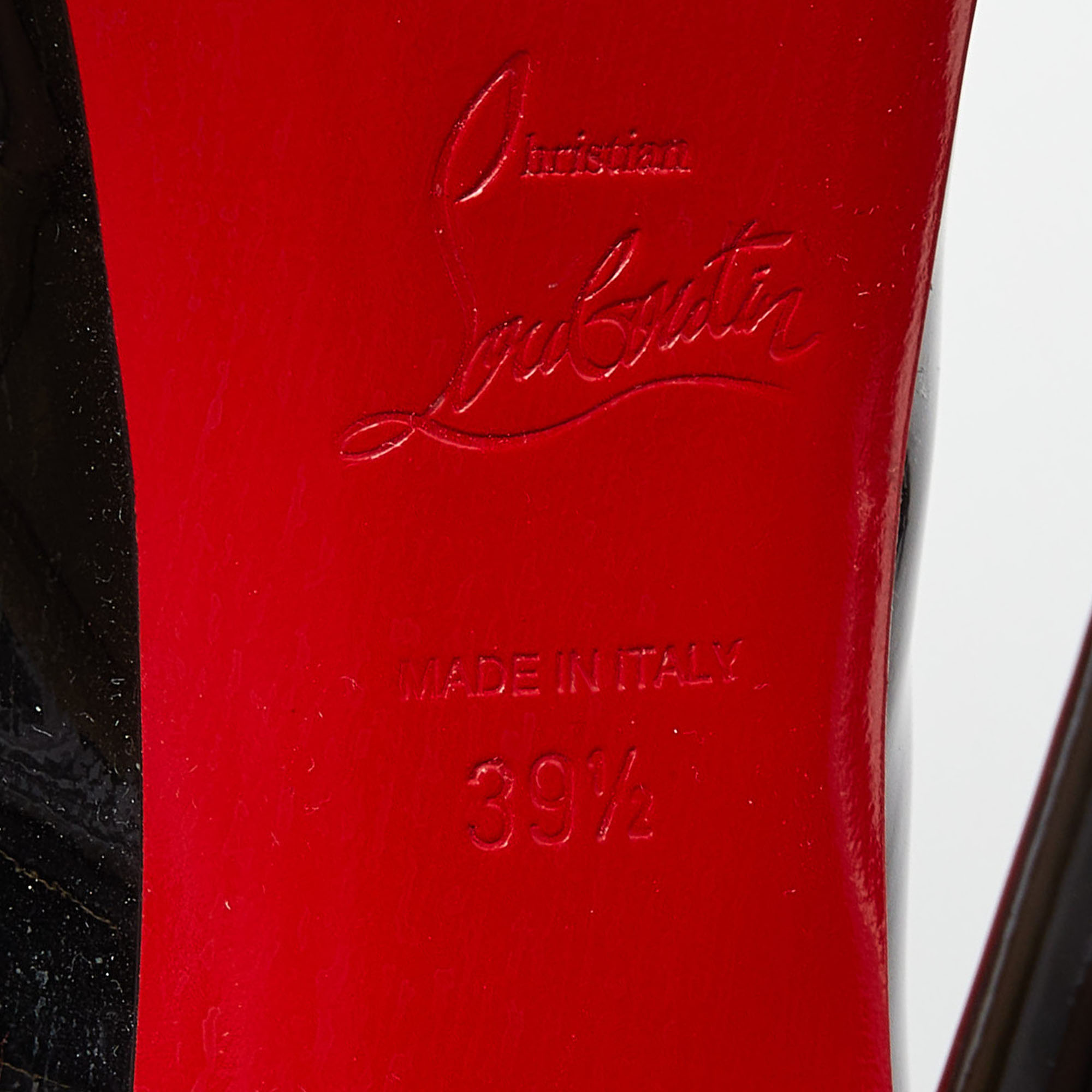 Christian Louboutin Black Patent Leather Vendome 120 Peep Toe Pumps Size 39.5