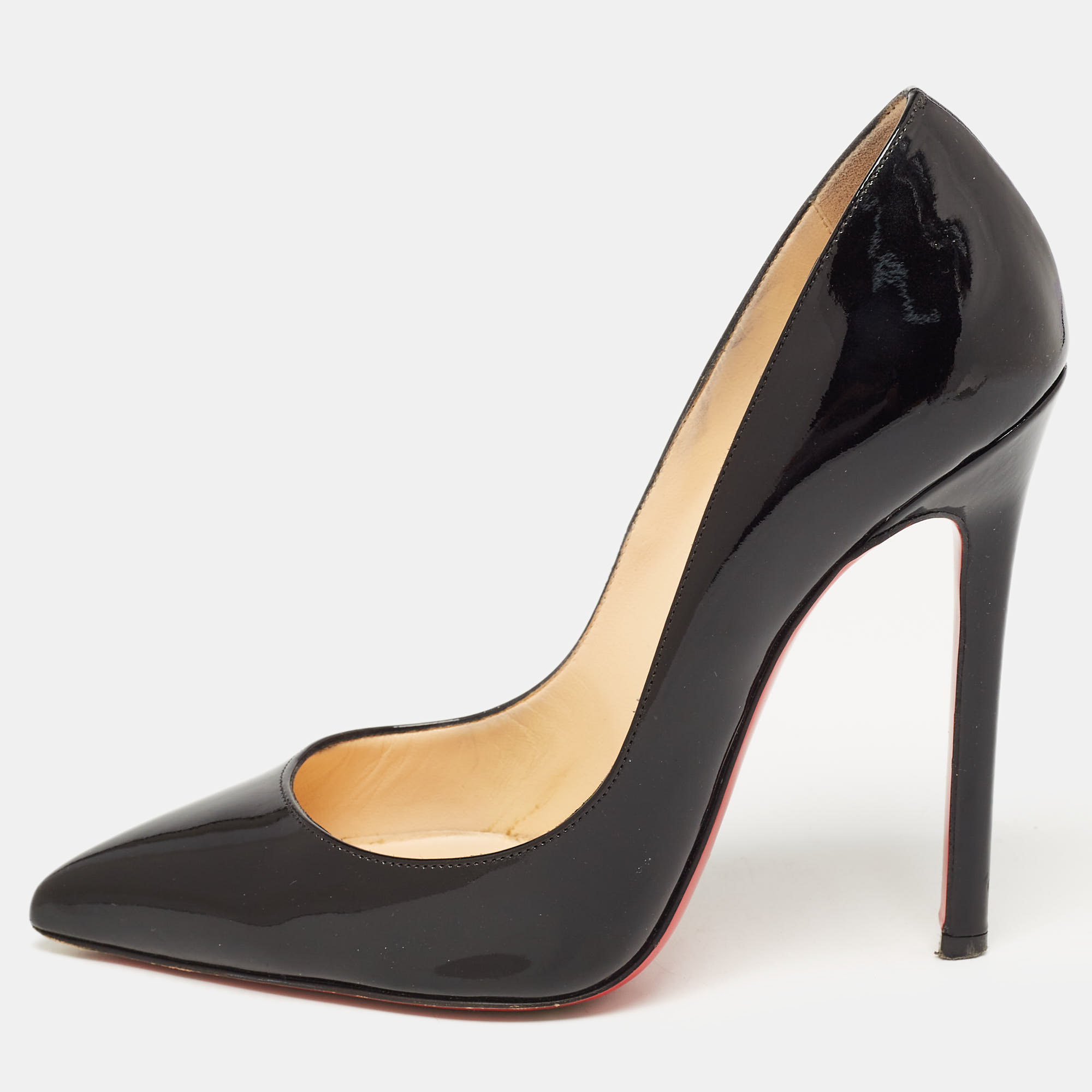 Christian Louboutin Black Patent Leather Pigalle Pumps Size 38