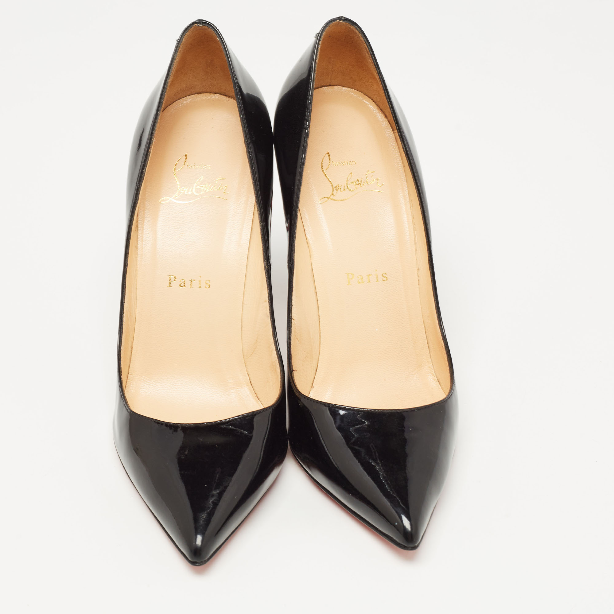 Christian Louboutin Black Patent Leather Pigalle Pumps Size 38.5
