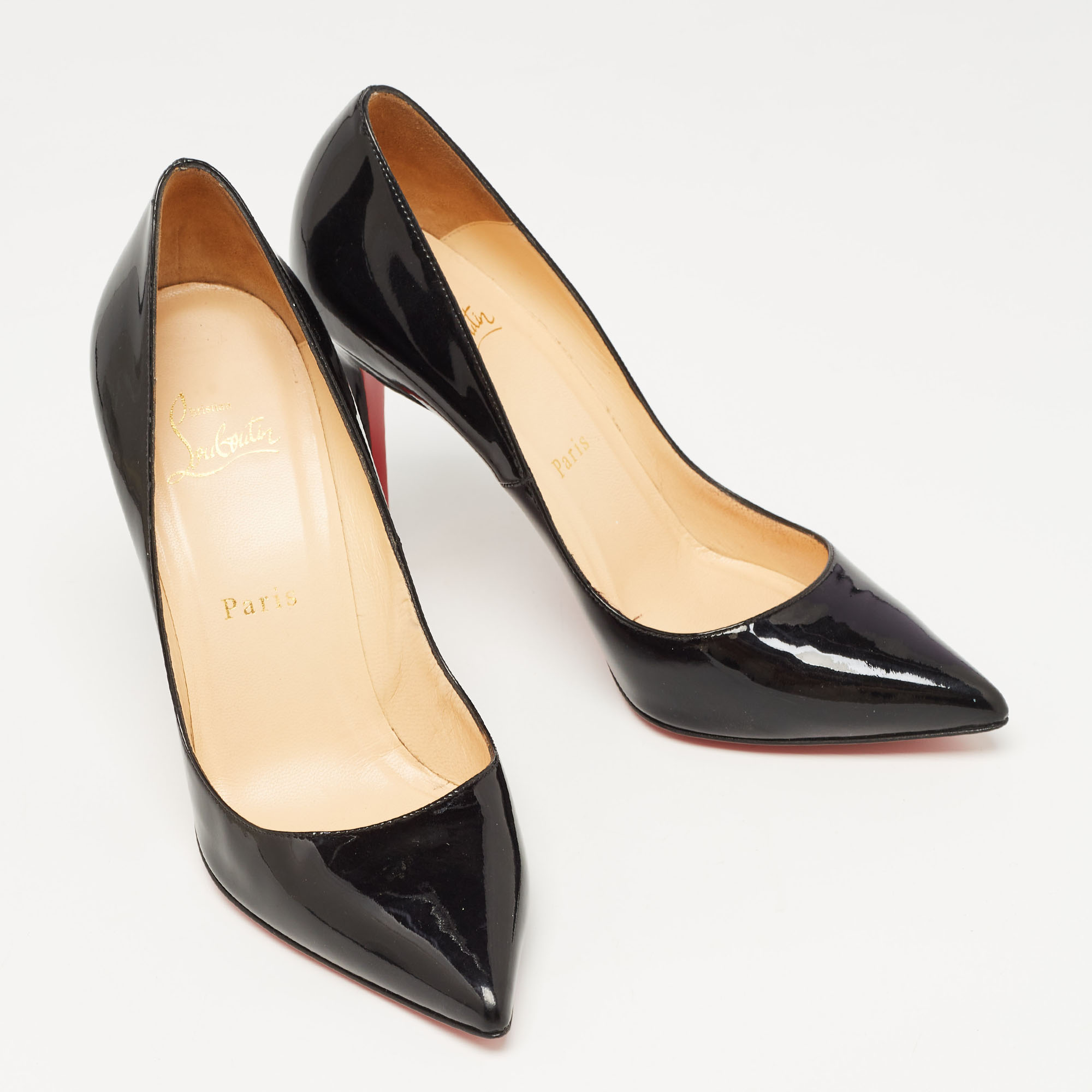 Christian Louboutin Black Patent Leather Pigalle Pumps Size 38.5