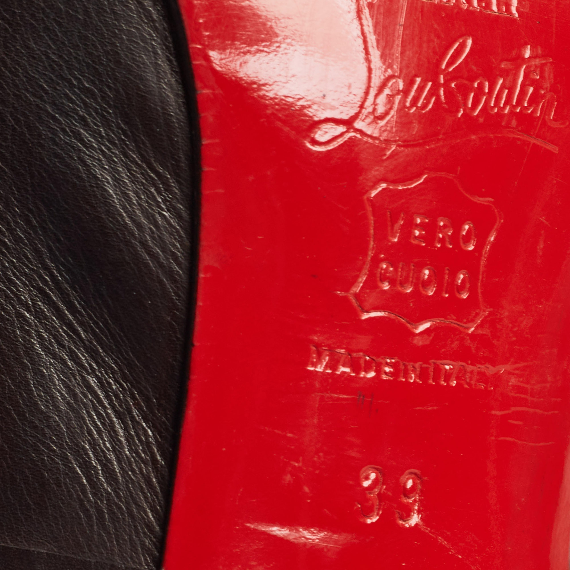 Christian Louboutin Black Leather Twistochat Slingback Pumps Size 39