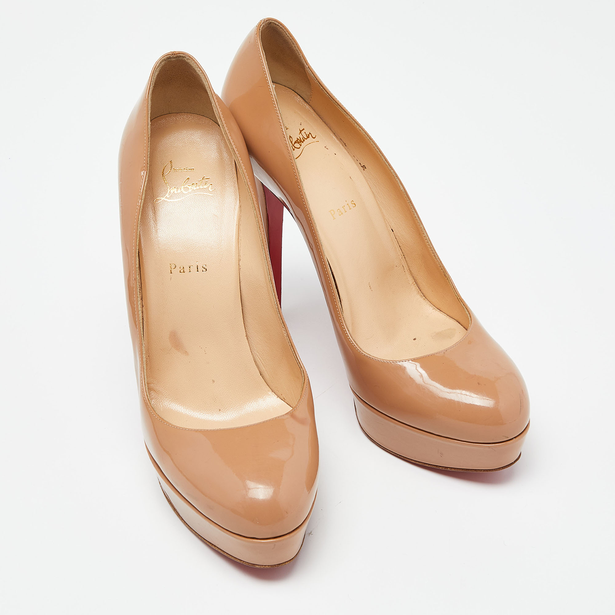 Christian Louboutin Beige Patent Leather Bianca Pumps Size 41.5