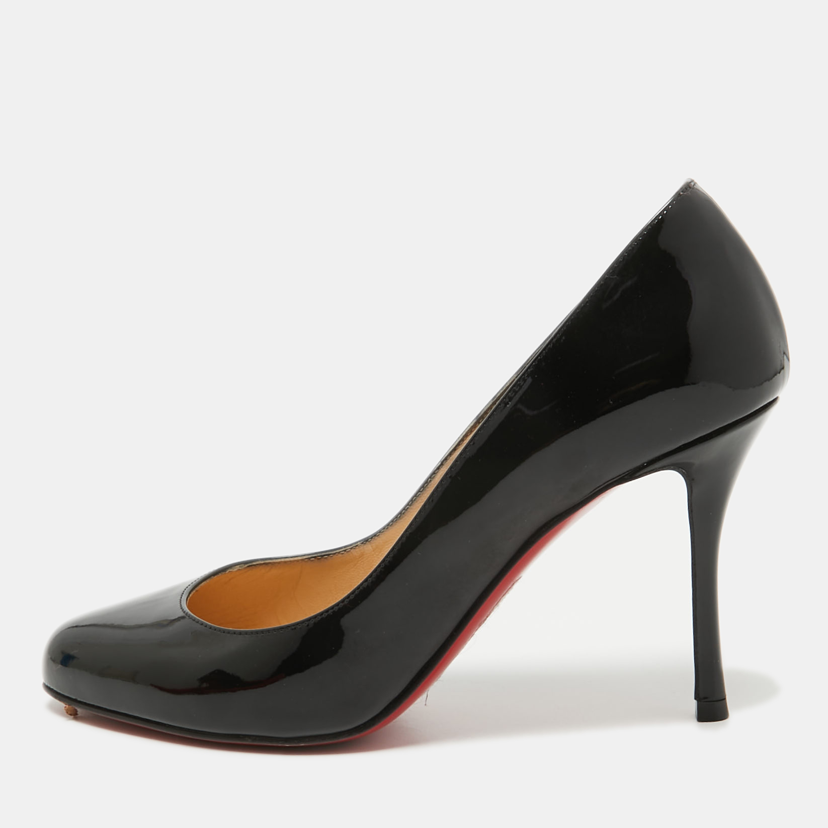 Christian Louboutin Black Patent Leather Dolly Pumps Size 37