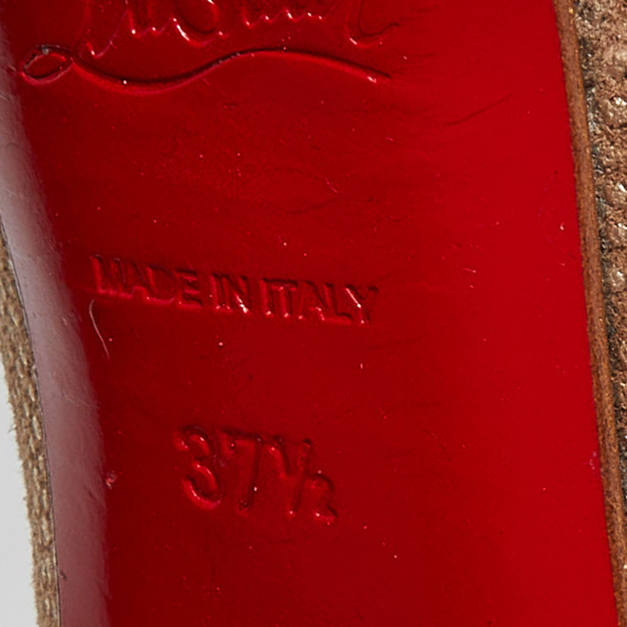 Christian Louboutin Textured Suede Lady Peep Toe Platform Pumps Size 37.5