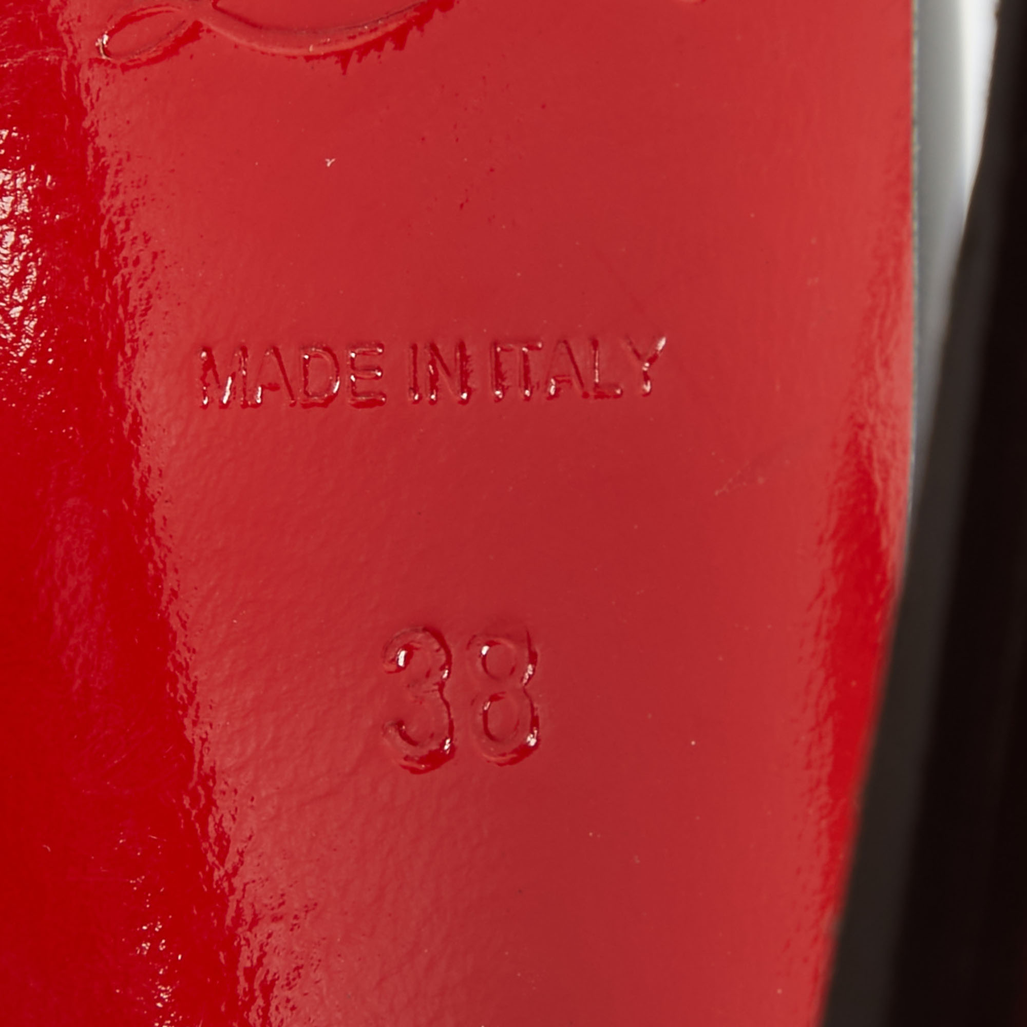 Christian Louboutin Black Patent Leather Lady Peep Slingback Pumps Size 38