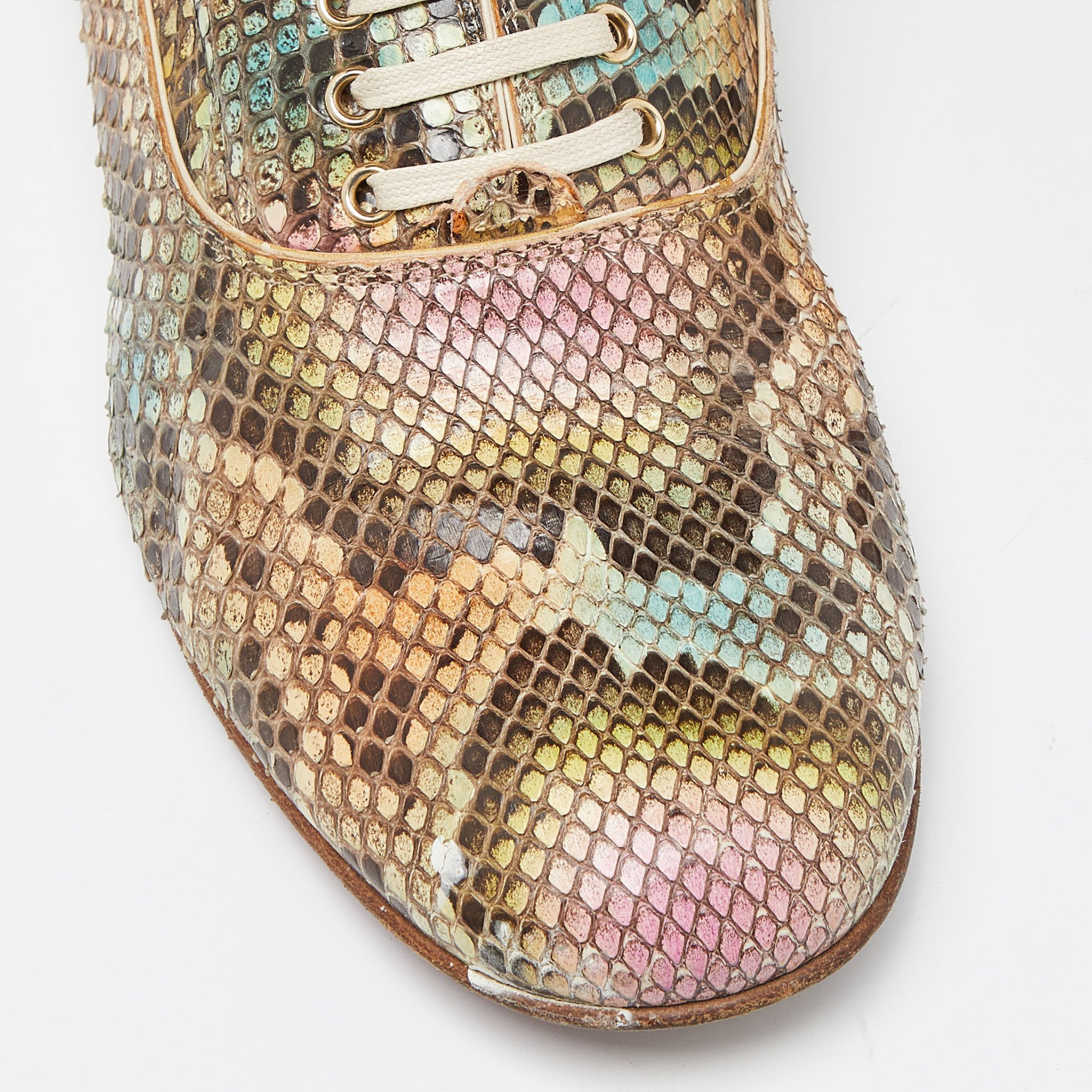 Christian Louboutin Multicolor Python Lace Up Oxfords Size 39