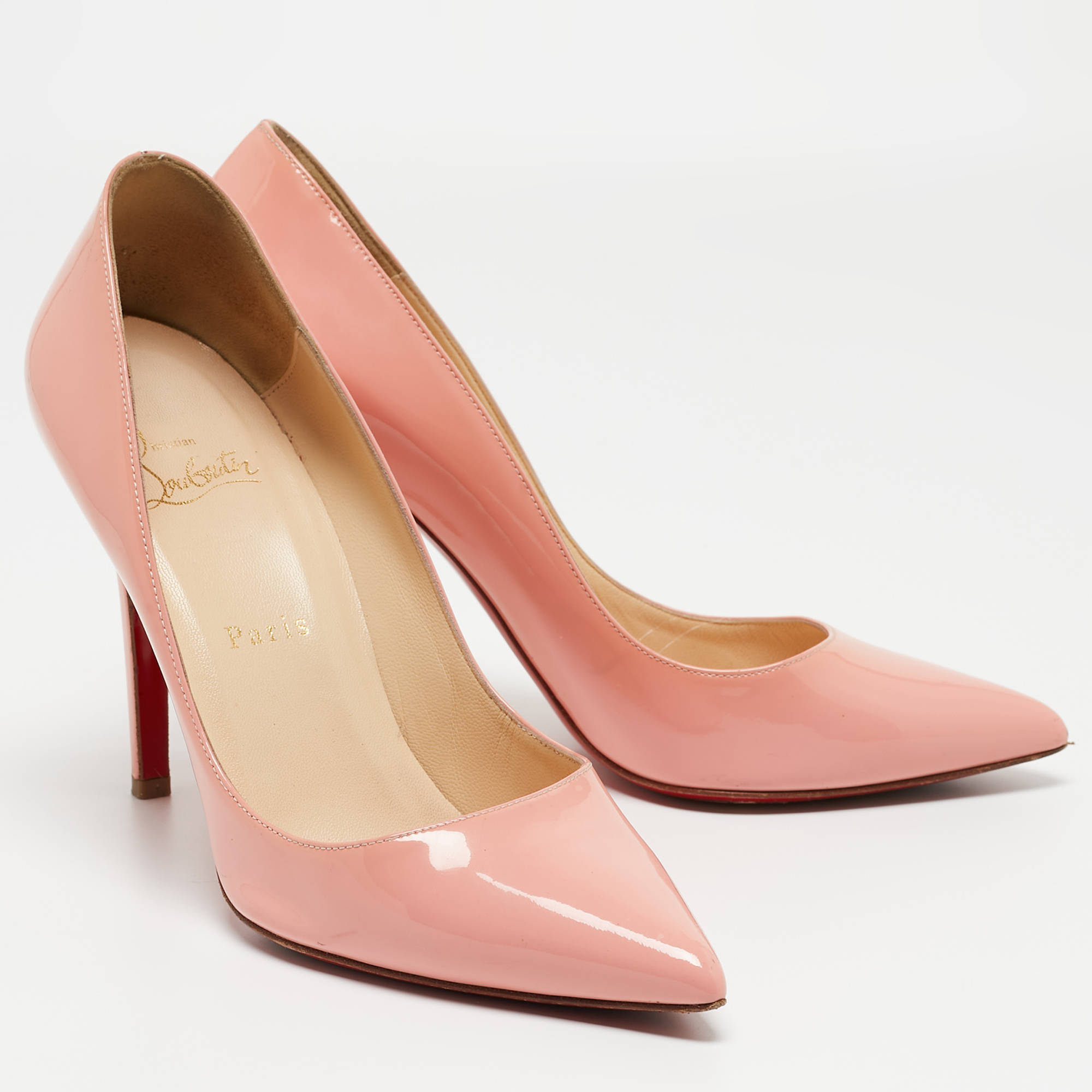 Christian Louboutin Pink Patent Leather Pigalle Pumps Size 38.5