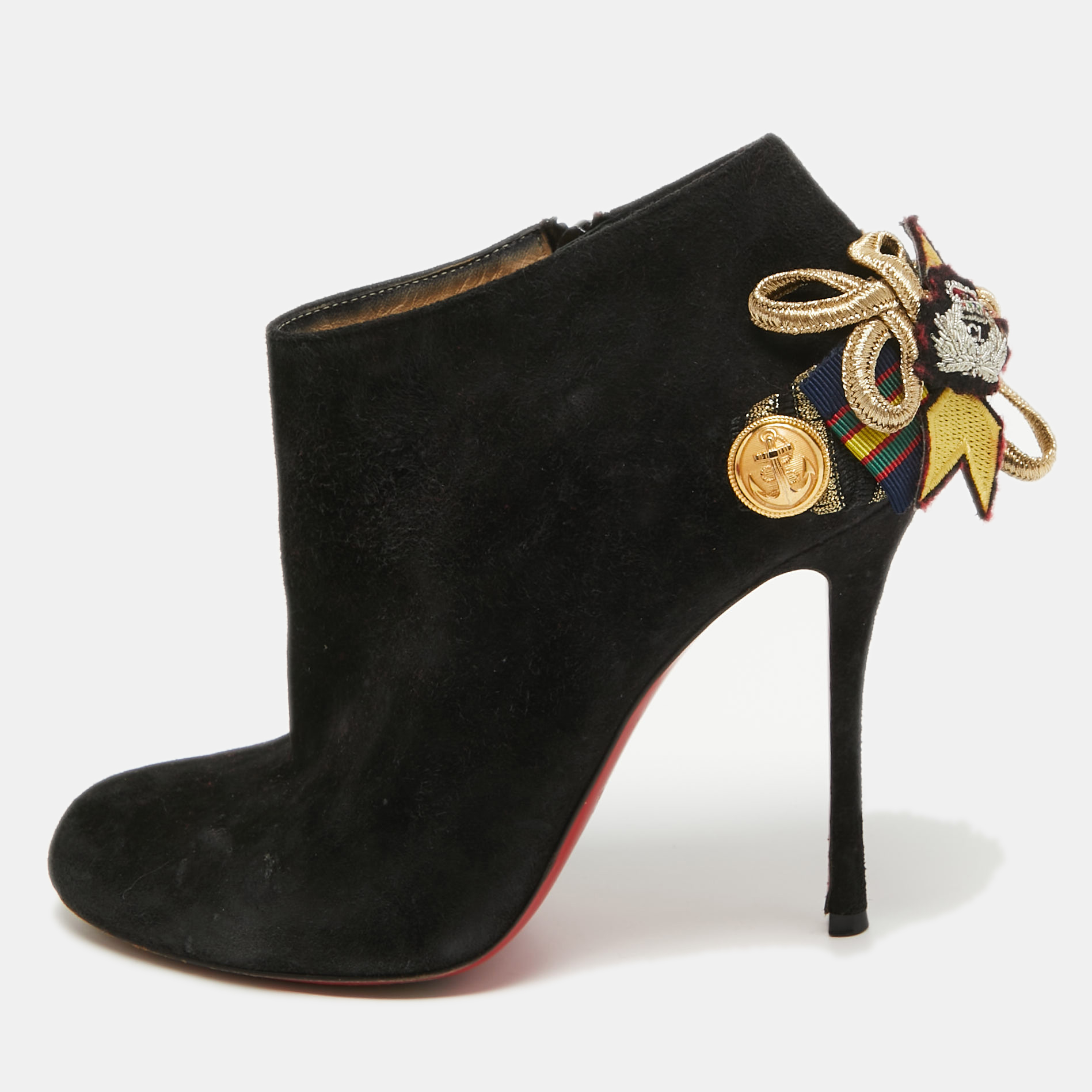 Christian Louboutin Black Suede Galobella Ankle Boots Size 38