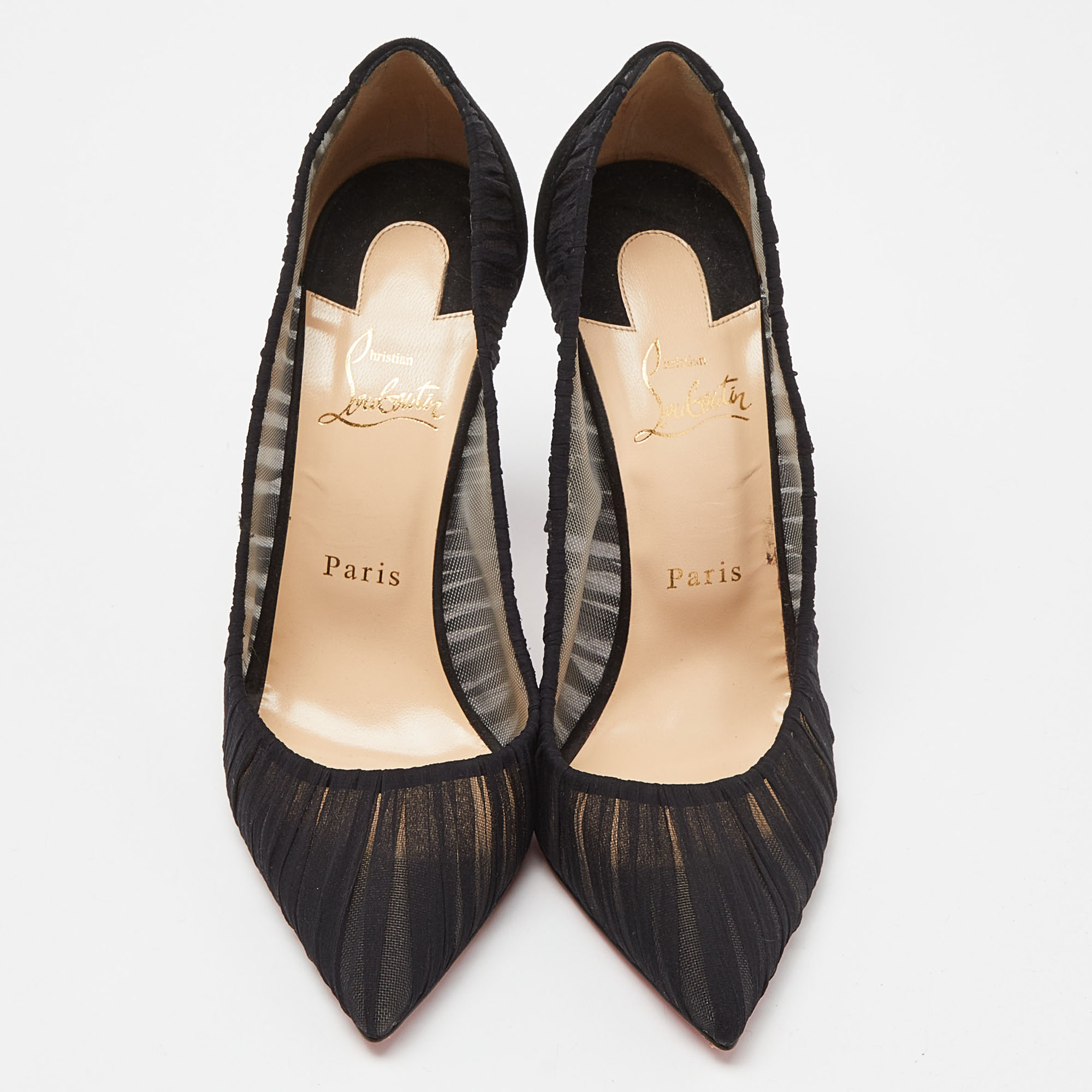 Christian Louboutin Black Tulle And Suede Follies Draperia 100 Pumps Size 39