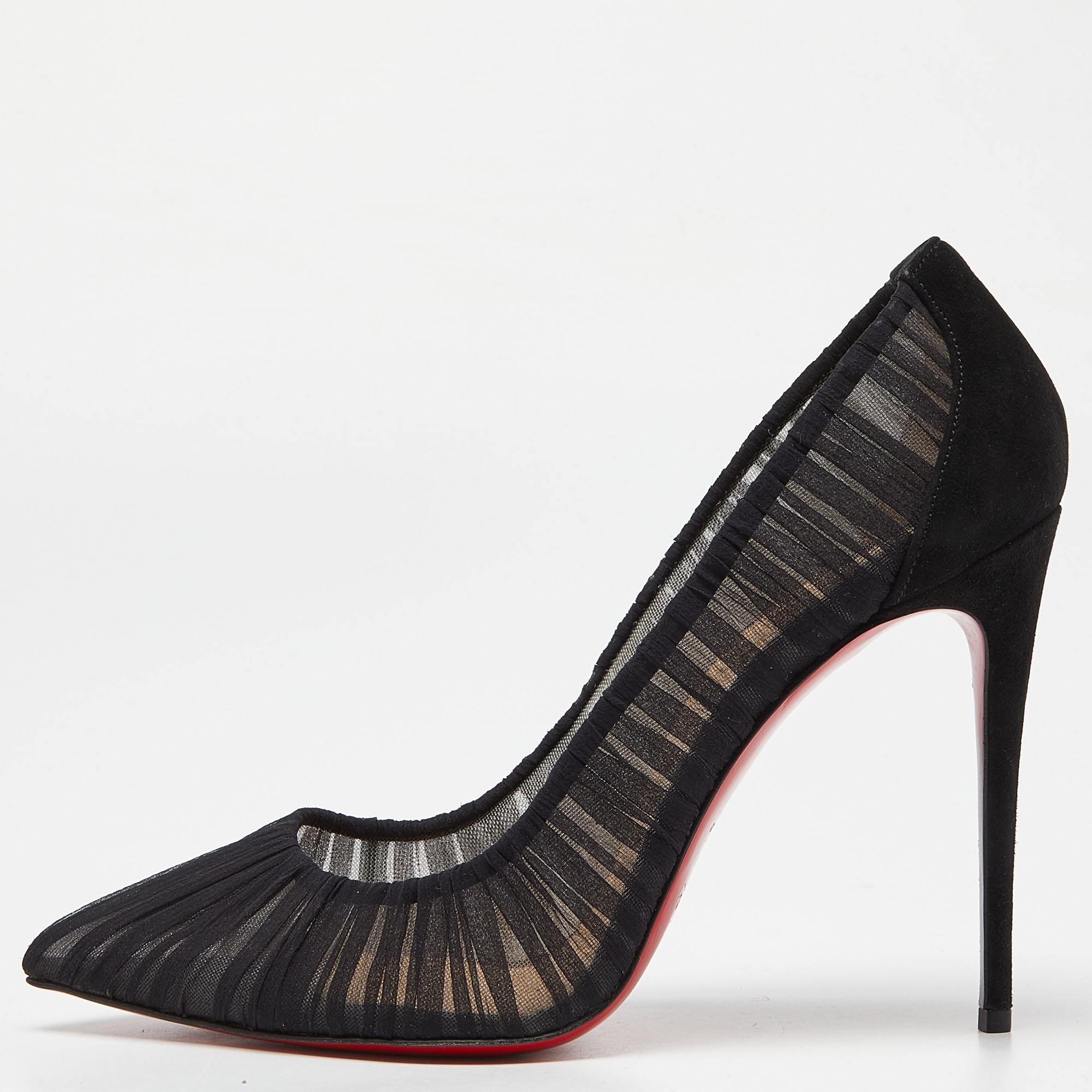 Christian Louboutin Black Tulle And Suede Follies Draperia 100 Pumps Size 39