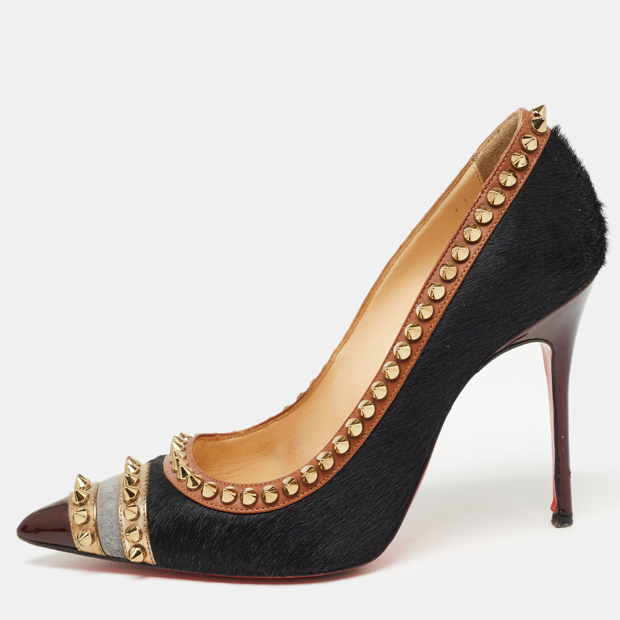 Christian Louboutin Black Calf Hair And Leather Malabar Hill Pumps Size 36