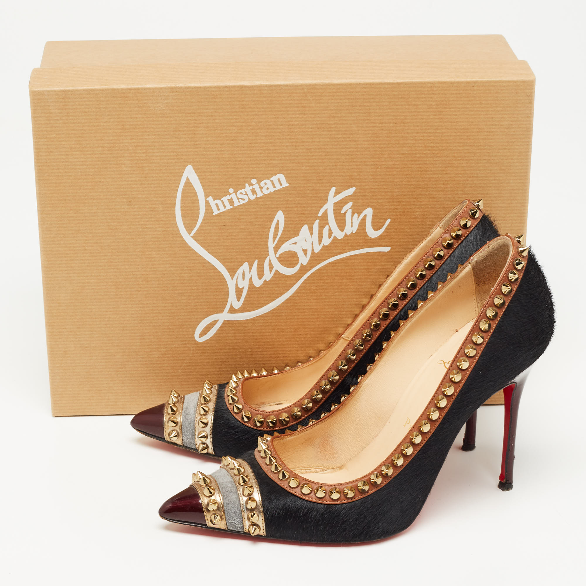 Christian Louboutin Black Calf Hair And Leather Malabar Hill Pumps Size 36