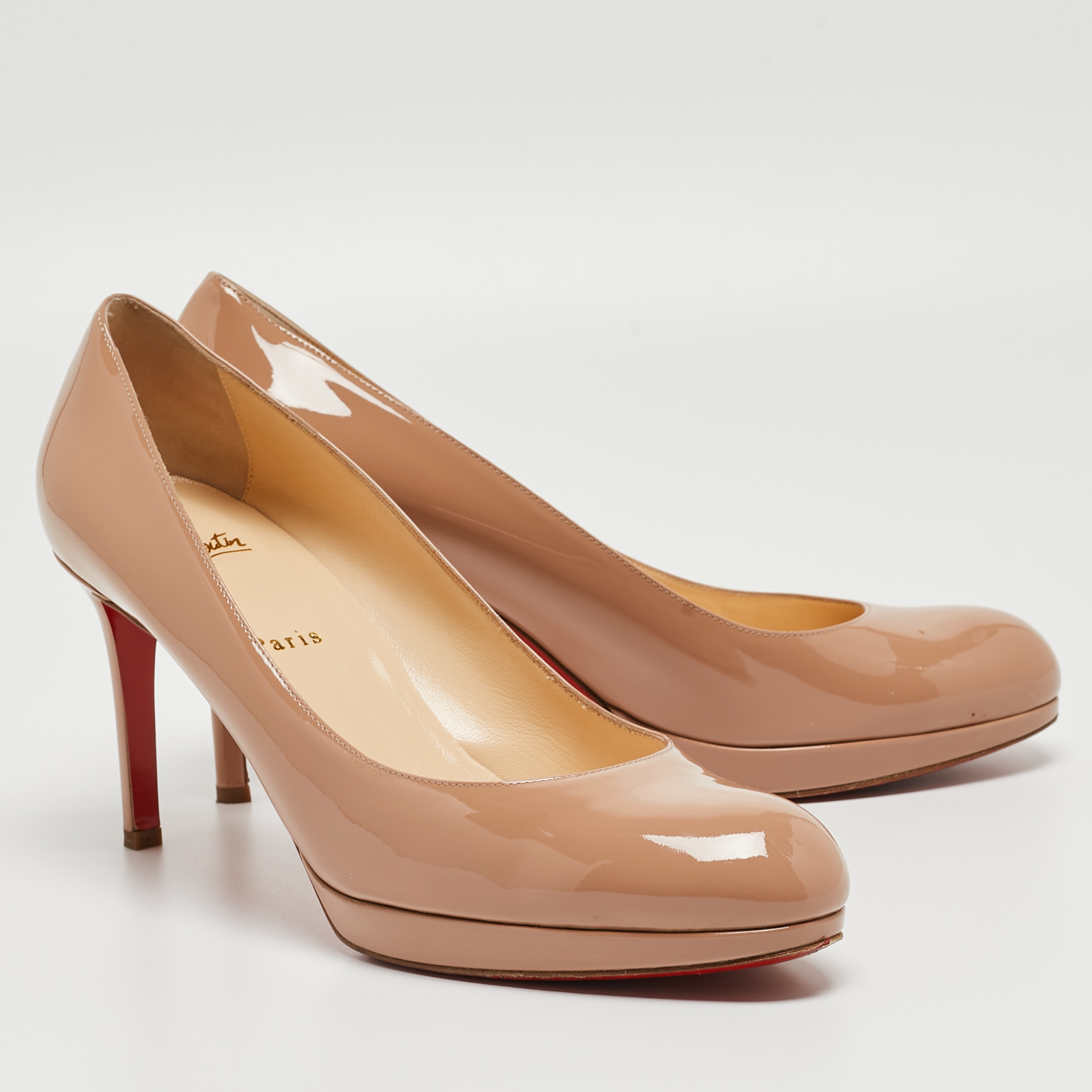 Christian Louboutin Beige Patent Leather New Simple Pumps Size 42