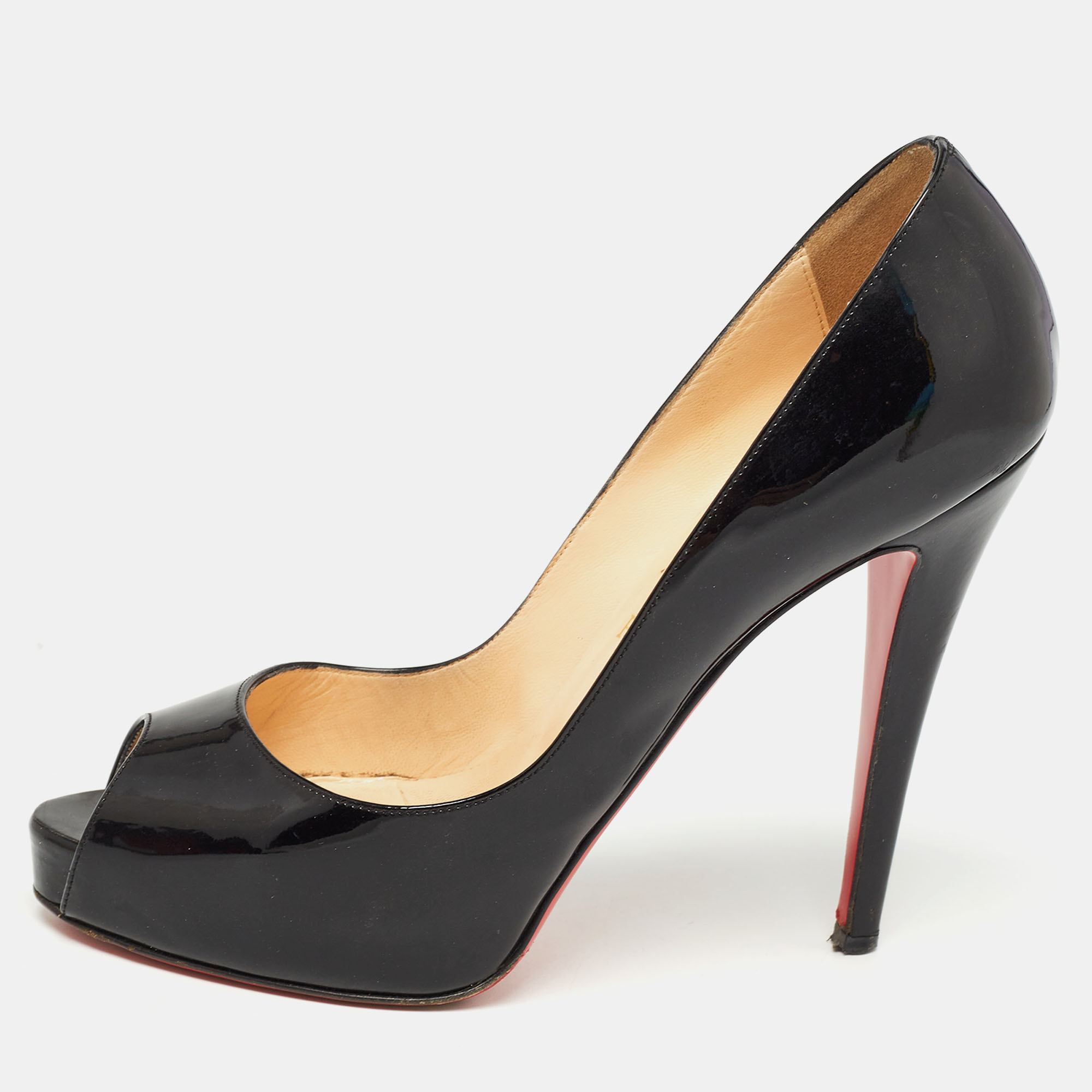 Christian louboutin black patent leather very prive pumps size 39