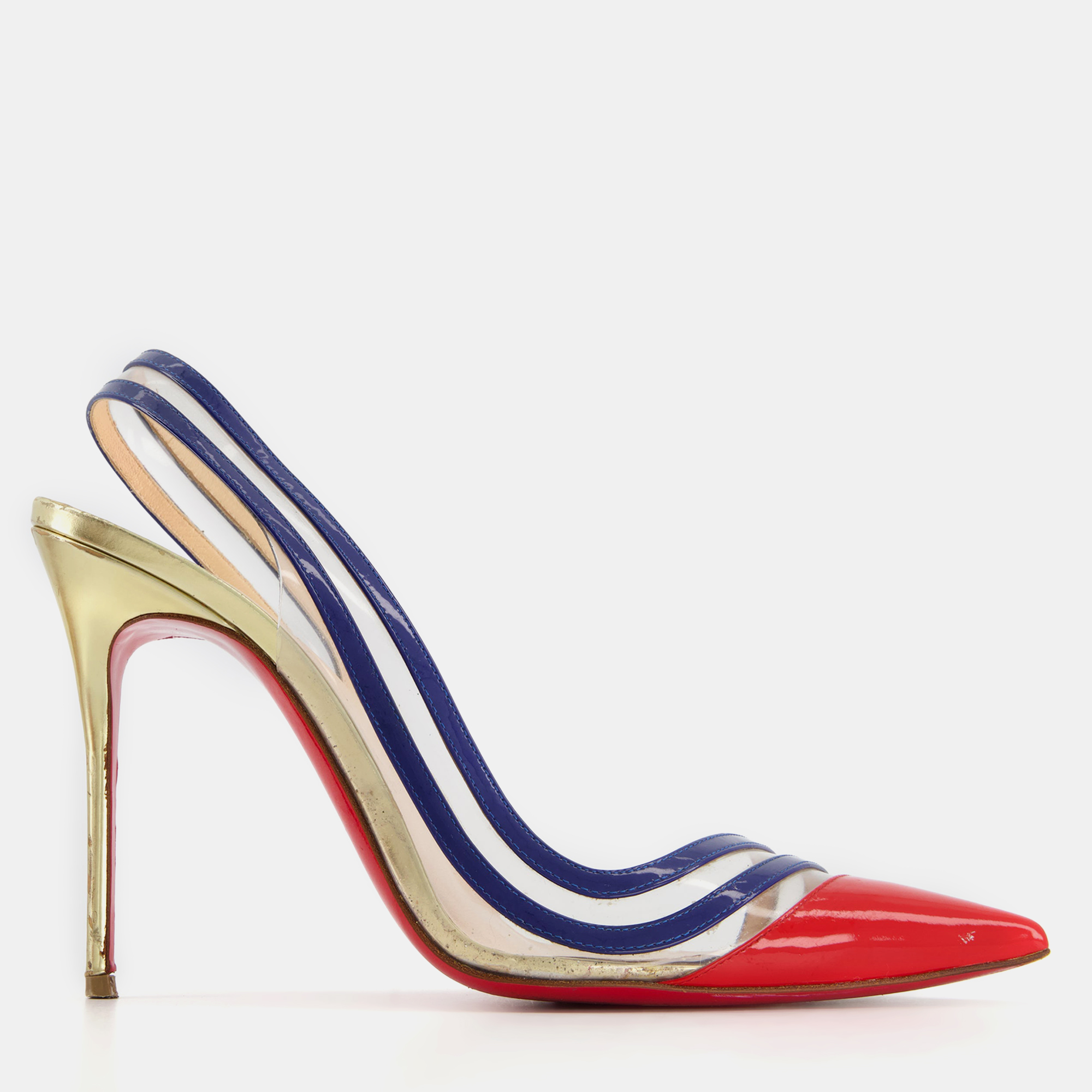 Christian louboutin blue, red and gold pvc heel size eu 41