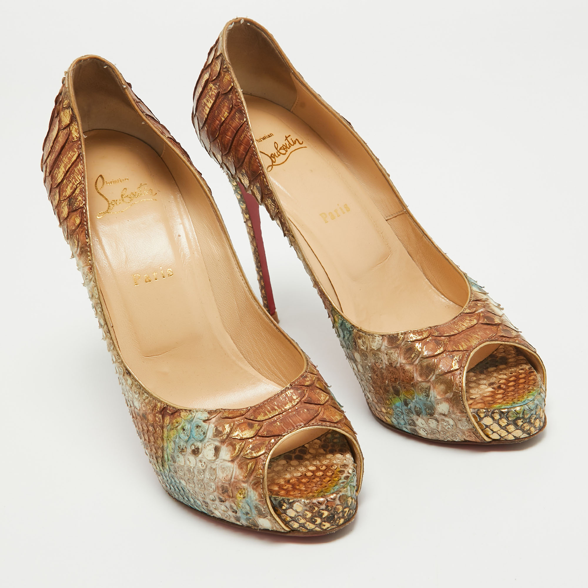 Christian Louboutin Multicolor Python New Very Prive Pumps Size 40.5