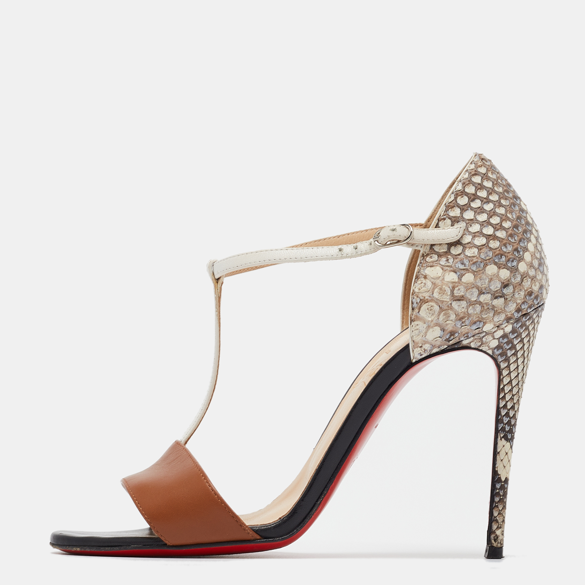 Christian louboutin multicolor python and leather mayerling sandals size 36