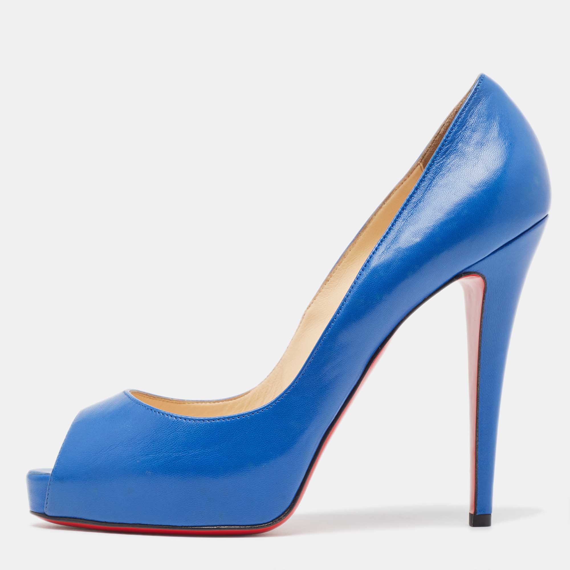 Christian louboutin blue leather very prive pumps size 40