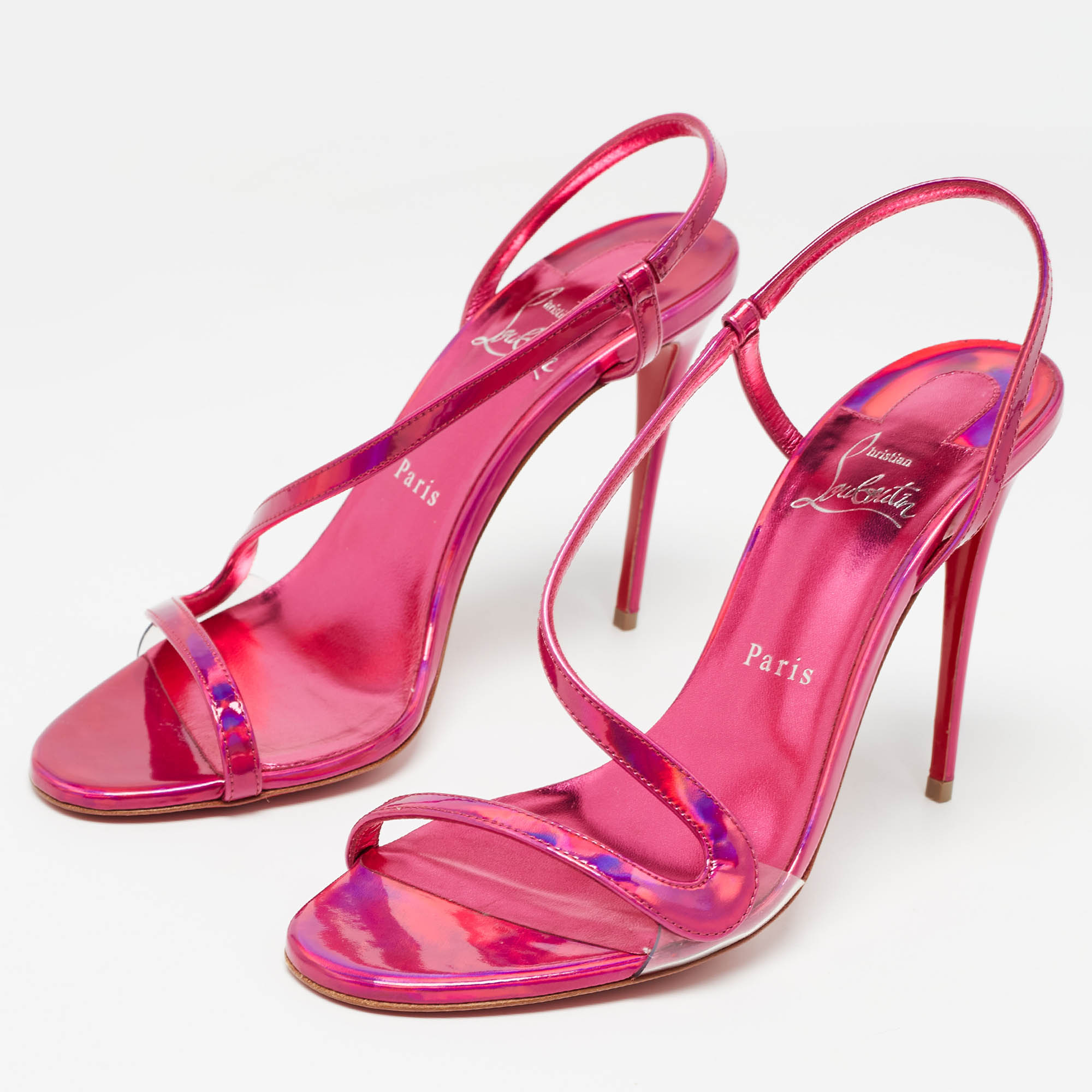 Christian Louboutin Metallic Pink Leather Rosalie Sandals Size 39