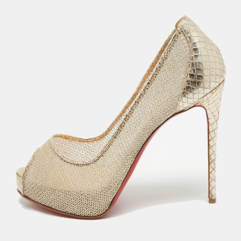 Christian louboutin gold mesh new very prive pumps size 35.5