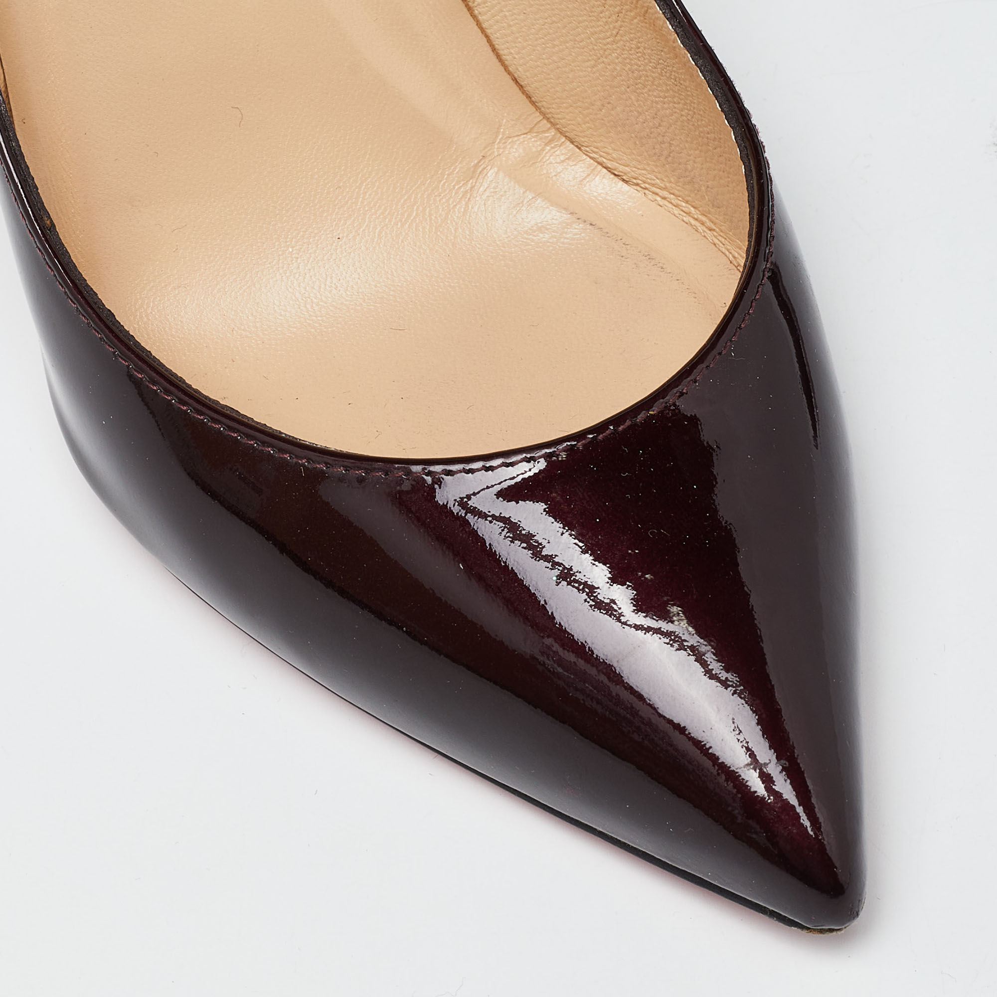 Christian Louboutin Burgundy Patent Leather Pigalle Pointed Toe Pumps Size 36