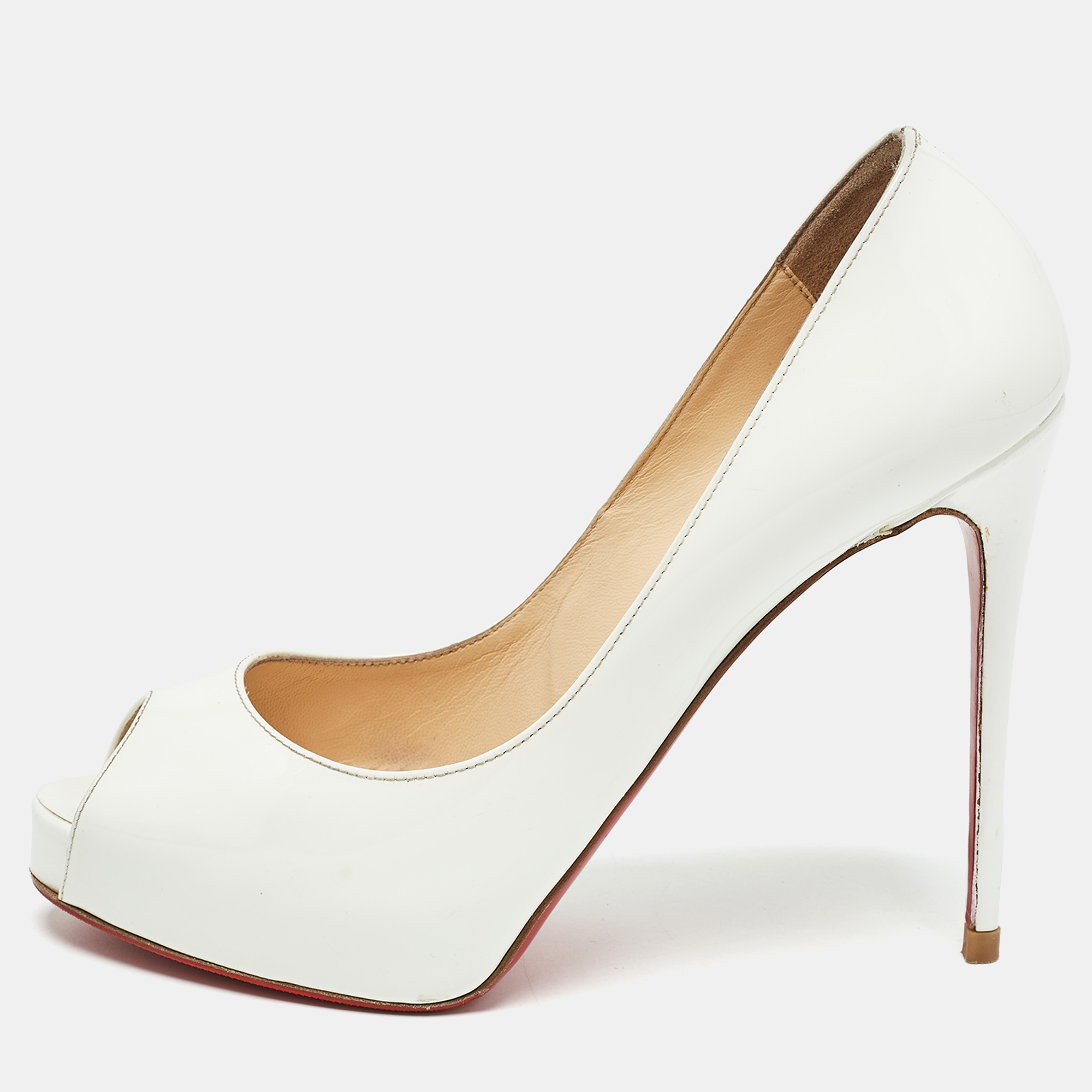 Christian louboutin white patent leather new very prive pumps size 37.5