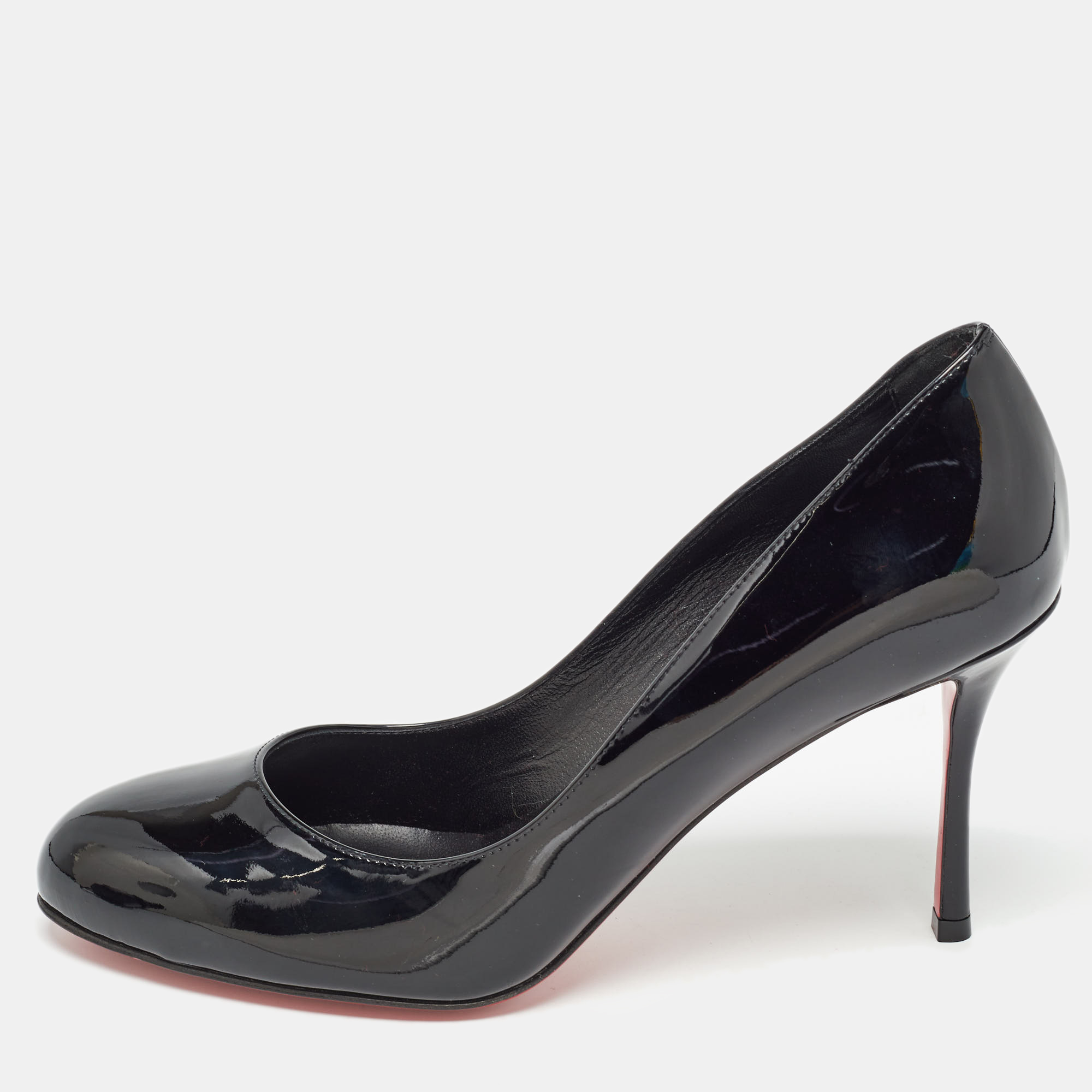 Christian louboutin black patent leather dolly pumps size 38.5