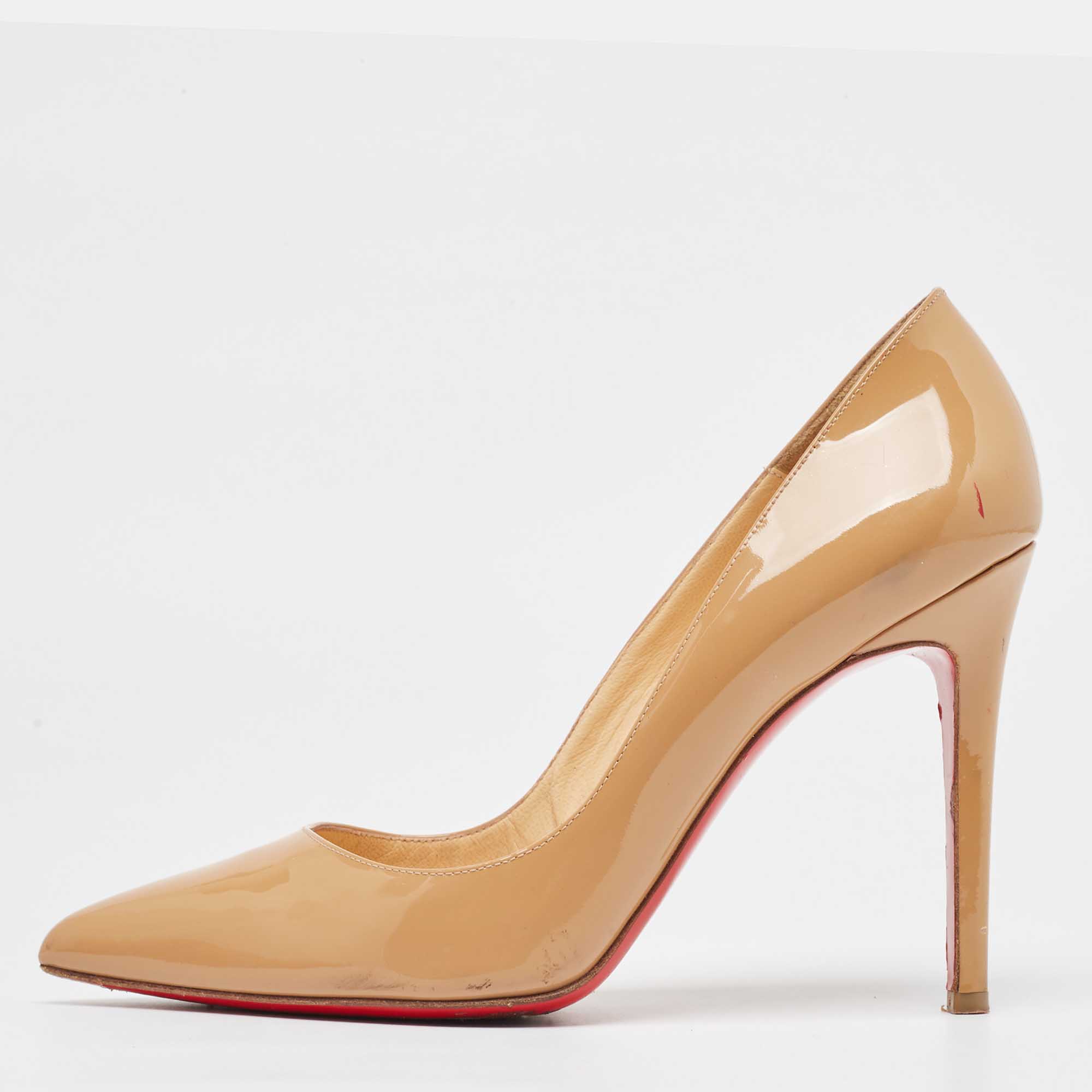 Christian louboutin beige patent leather pigalle pumps size 39