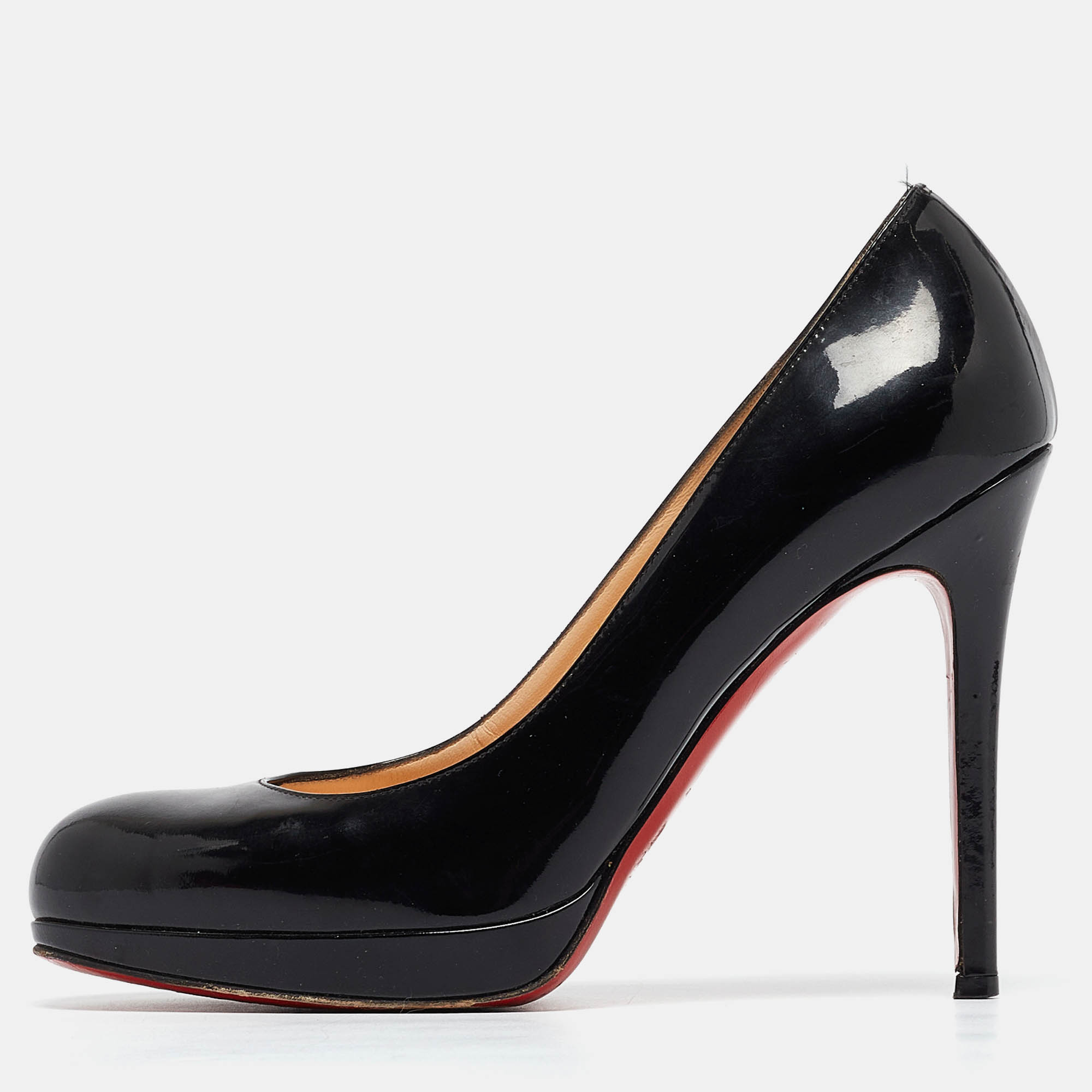 Christian louboutin black patent leather new simple pumps size 37