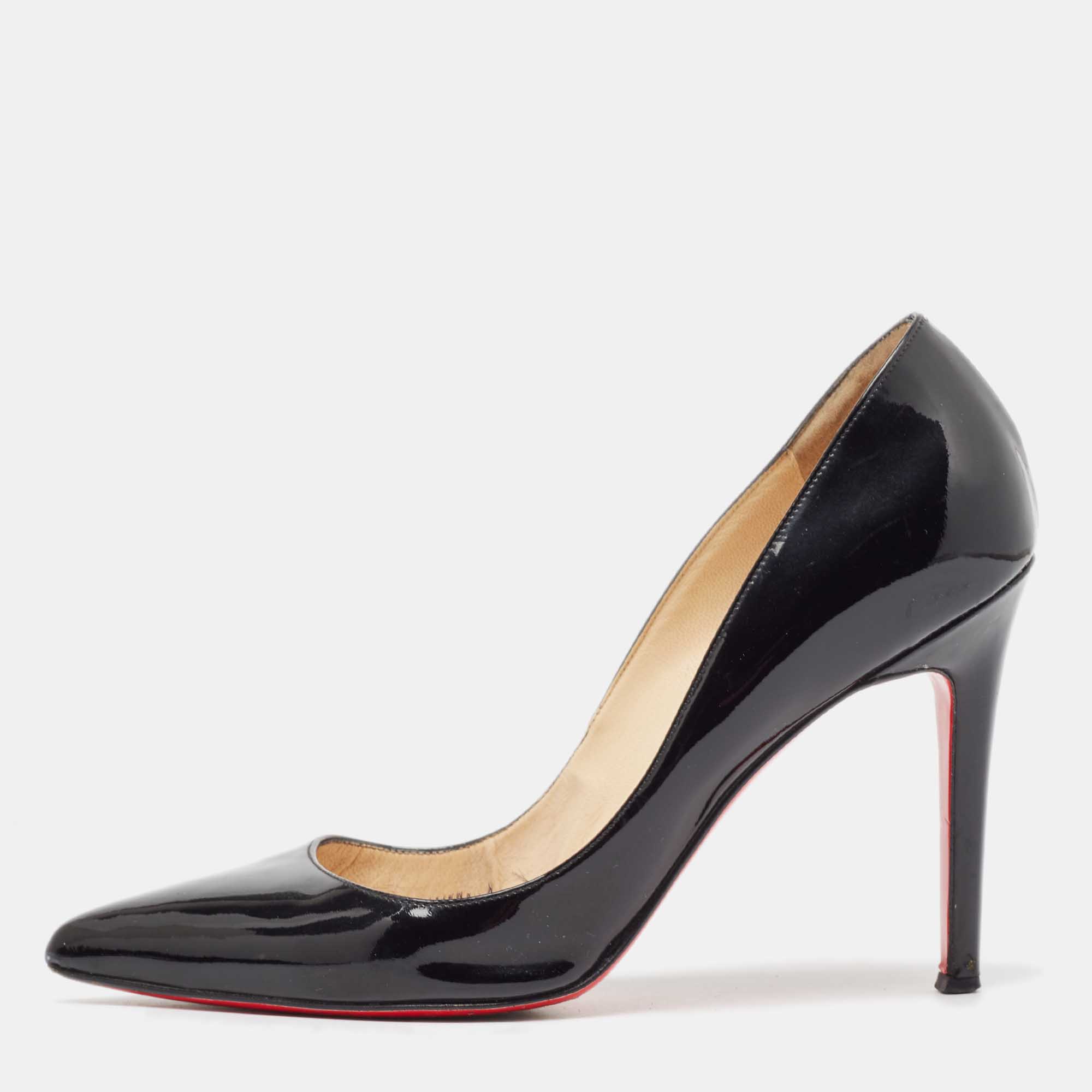 Christian louboutin black patent leather pigalle pumps size 38.5